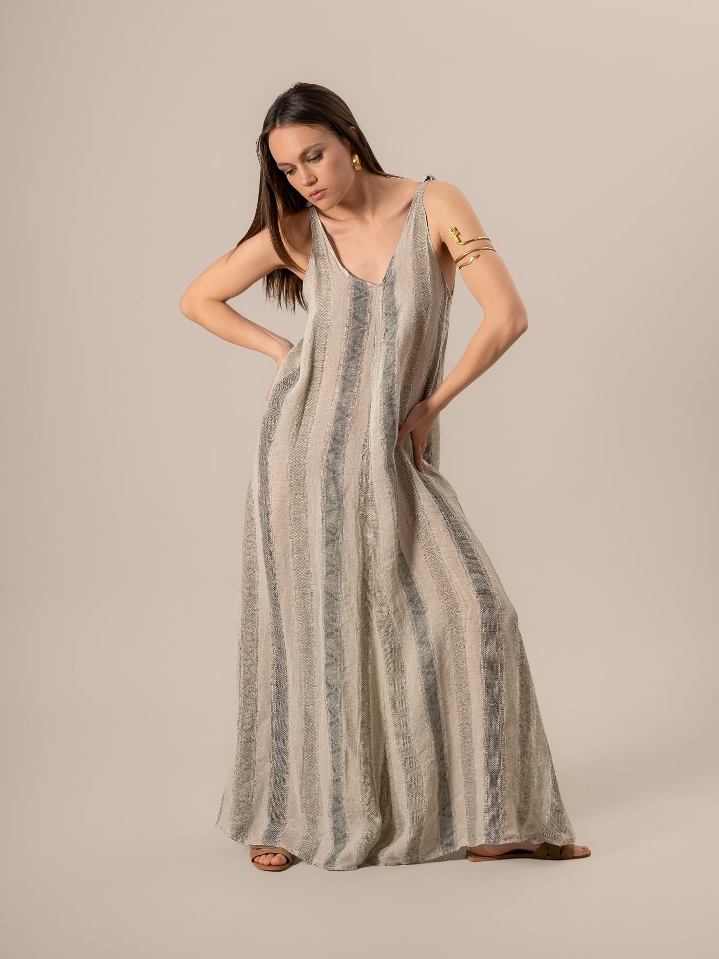 Vestito Halic Riga Mix Rosmarino Naturale VESTITO HALIC R. MIX ROSMARINO 12 Bottega Di Brunella