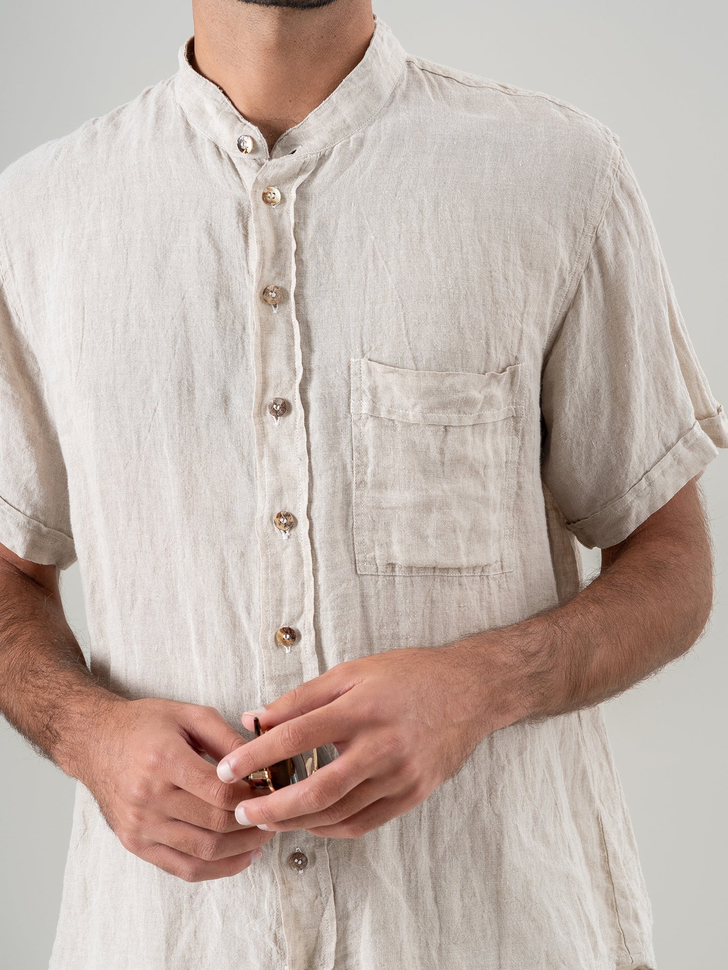 Camicia Peppe M/M Coreana Battista Naturale CAMICIA PEPPE m/m kor battista 12 Bottega Di Brunella