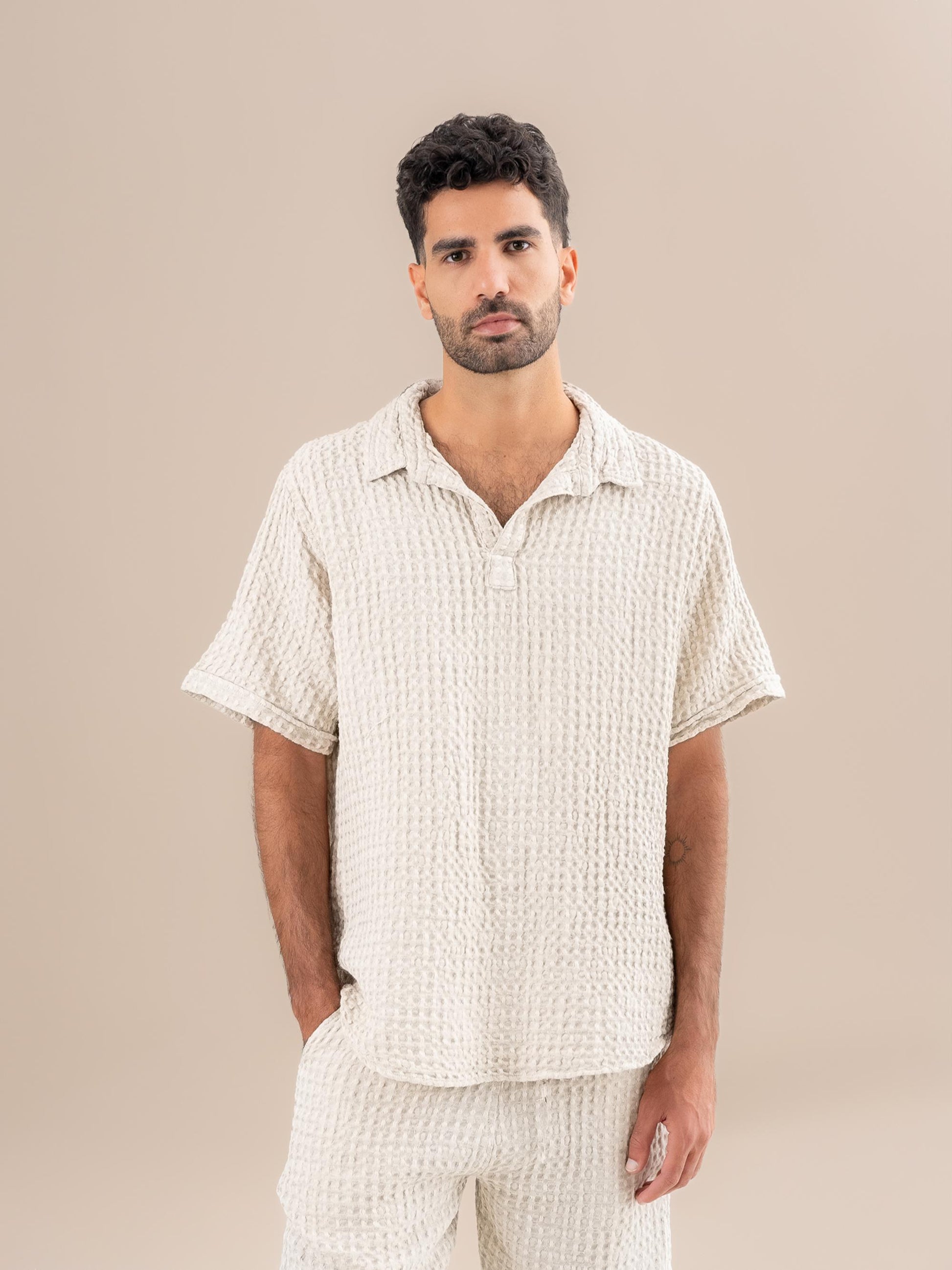 Camicia Monica Nido D'Ape Naturale CAMICIA MONICA nido dape 12 Bottega Di Brunella