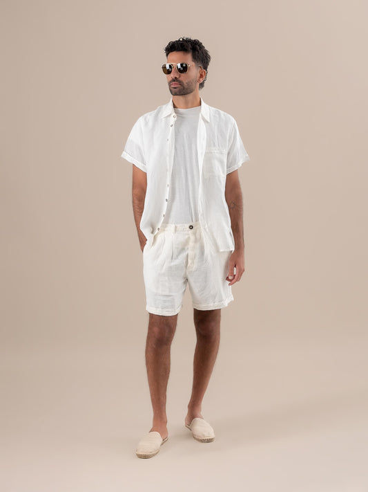 Bermuda Edoardo Lino Medio Latte BERMUDA EDOARDO lino medio 33 Bottega Di Brunella