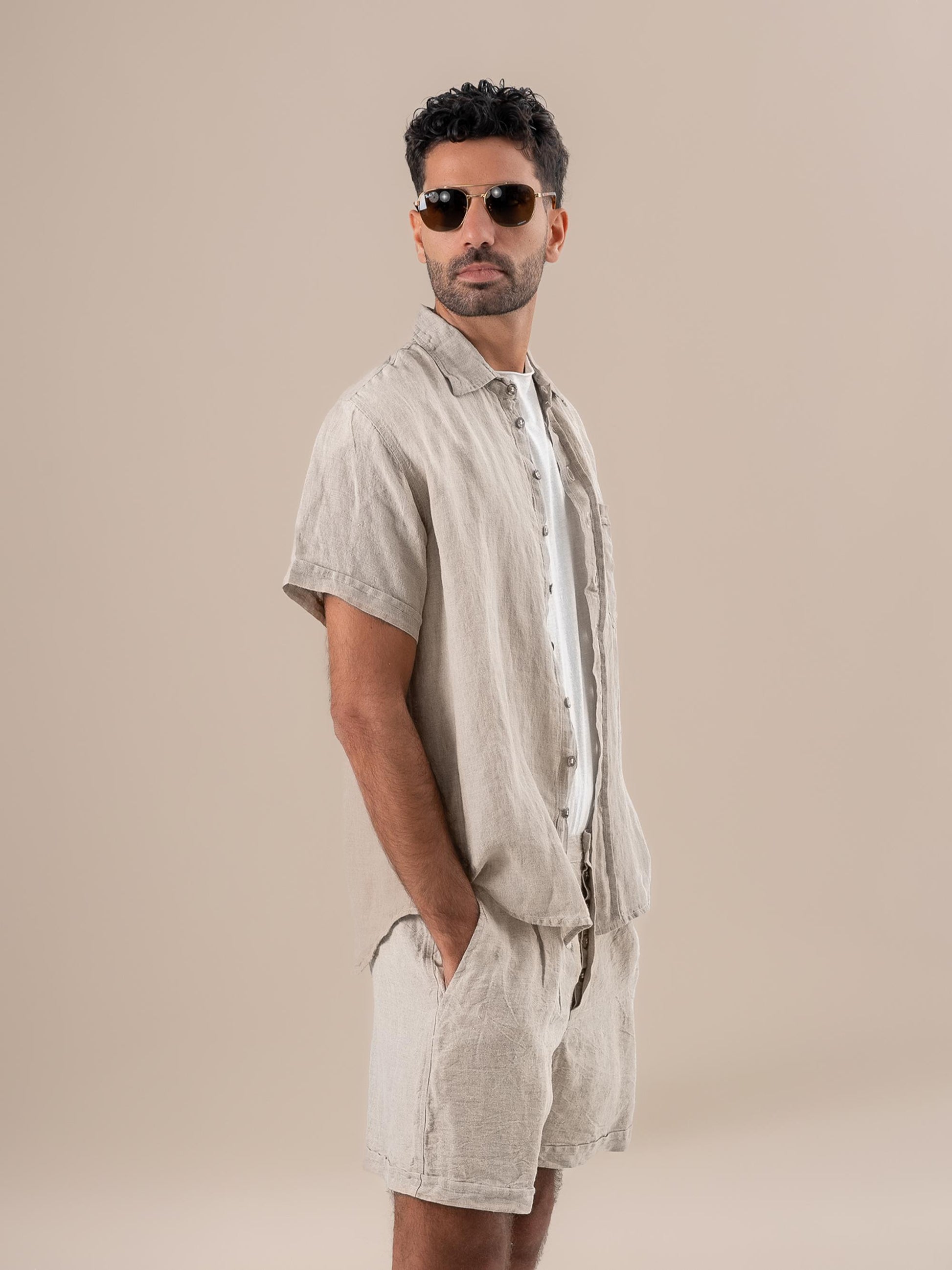 Camicia Peppe Battista Naturale CAMICIA PEPPE m/m collo battista 12 Bottega Di Brunella