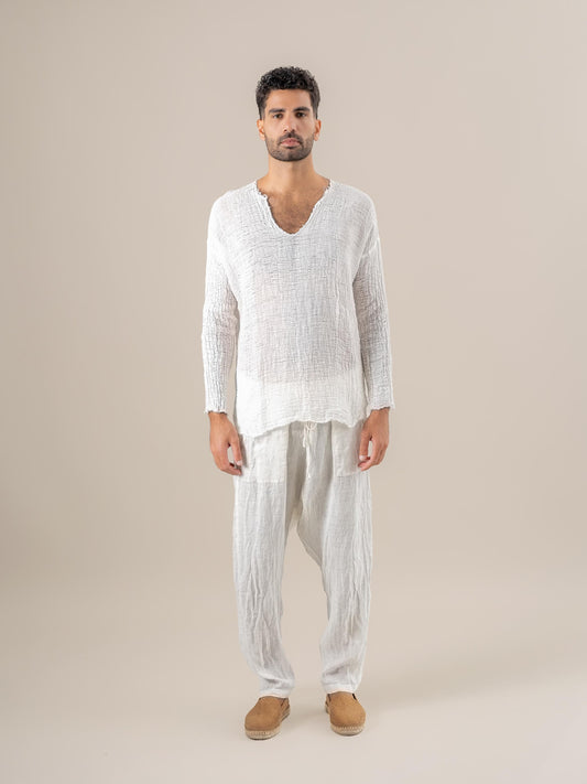 Pantalone Agathos Battista Latte PANTALONE AGATHOS battista 33 Bottega Di Brunella