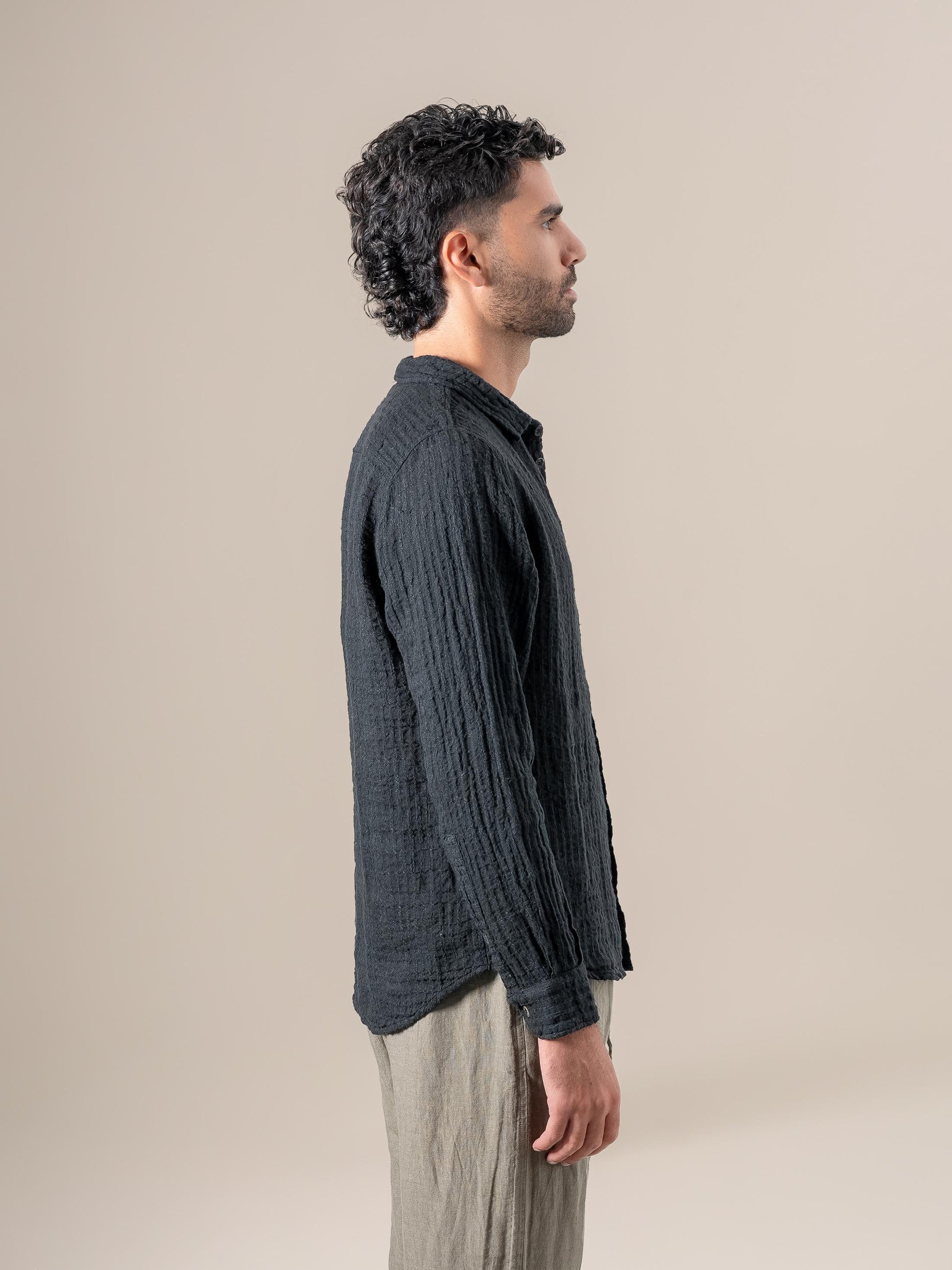 Camicia Franco Tela Uffizi Nero CAMICIA FRANCO tela uffizi 0 Bottega Di Brunella