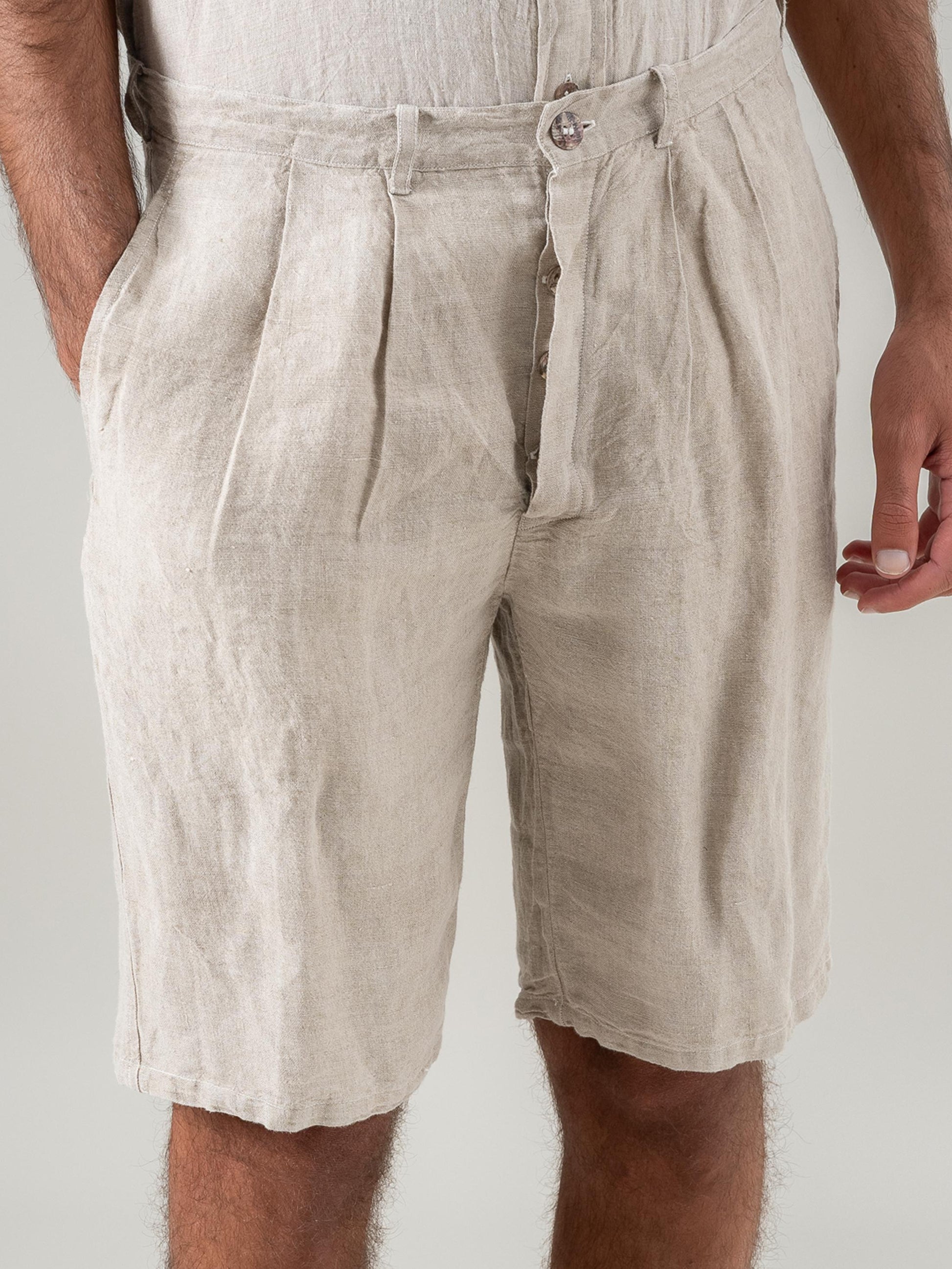 Bermuda Generoso Lino Medio Naturale BERMUDA GENEROSO lino medio 12 Bottega Di Brunella