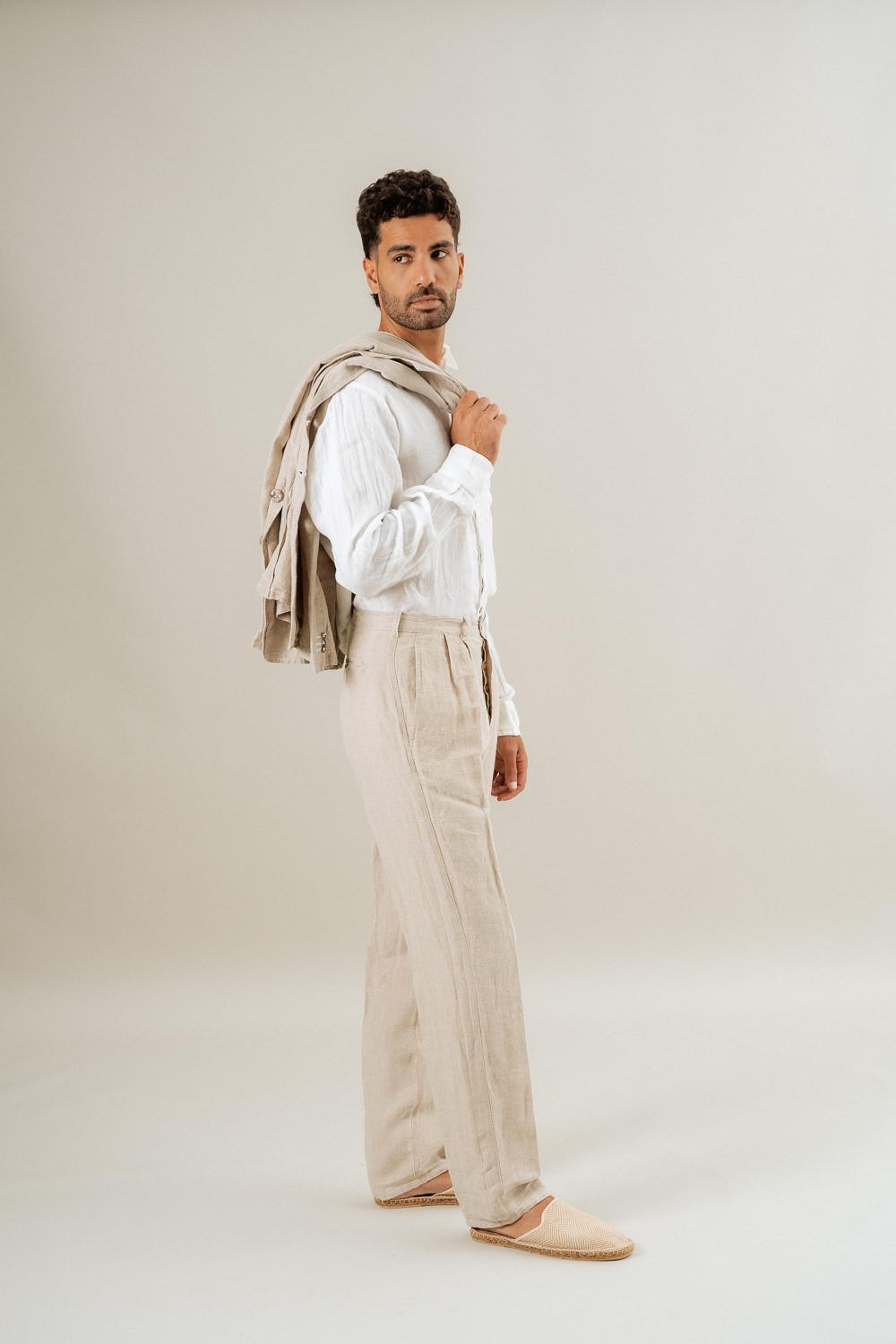 Pantaloni Peppino Lino Medio Naturale PANTALONE PEPPINO LINO MADIO 12 Bottega Di Brunella