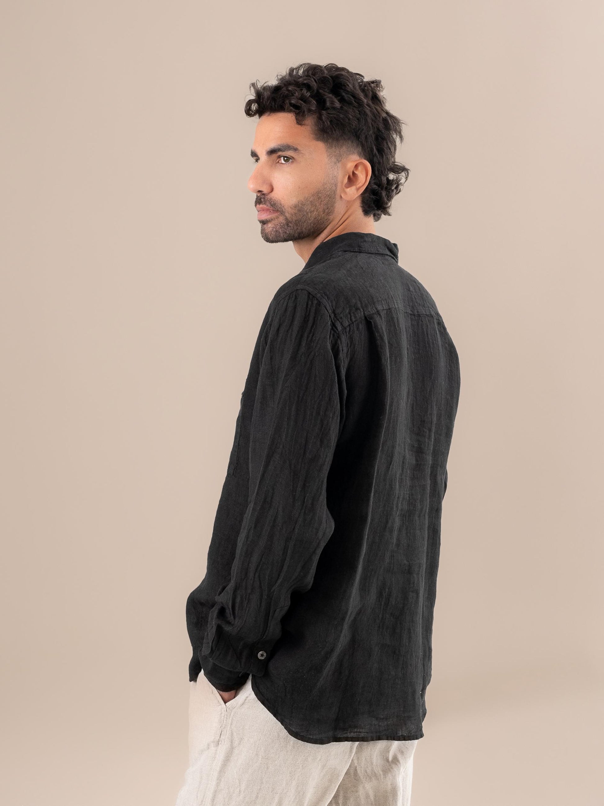 Camicia Peppe M/L Battista Nero CAMICIA PEPPE m/l collo battista 0 Bottega Di Brunella