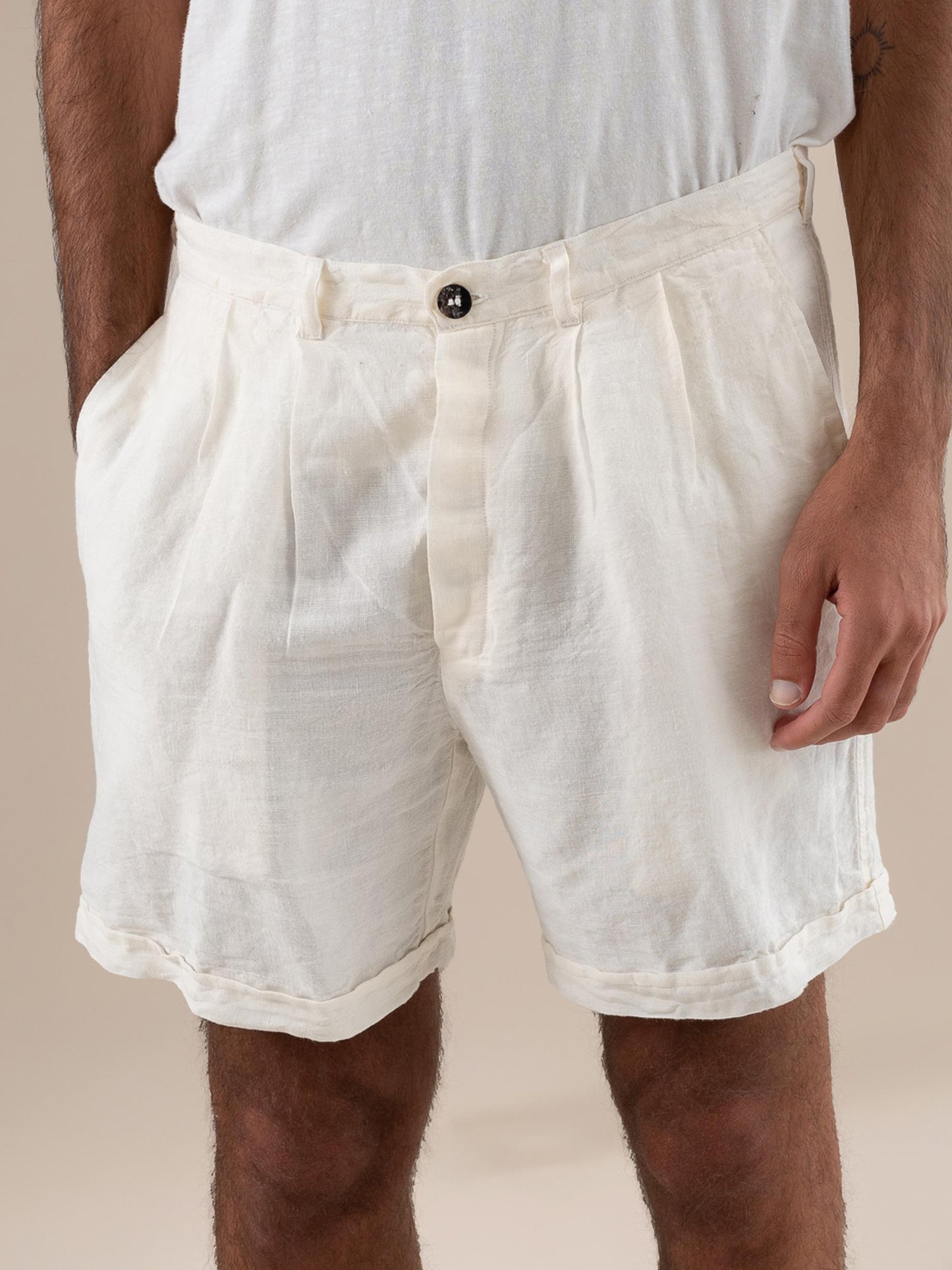 Bermuda Edoardo Lino Medio Latte BERMUDA EDOARDO lino medio 33 Bottega Di Brunella