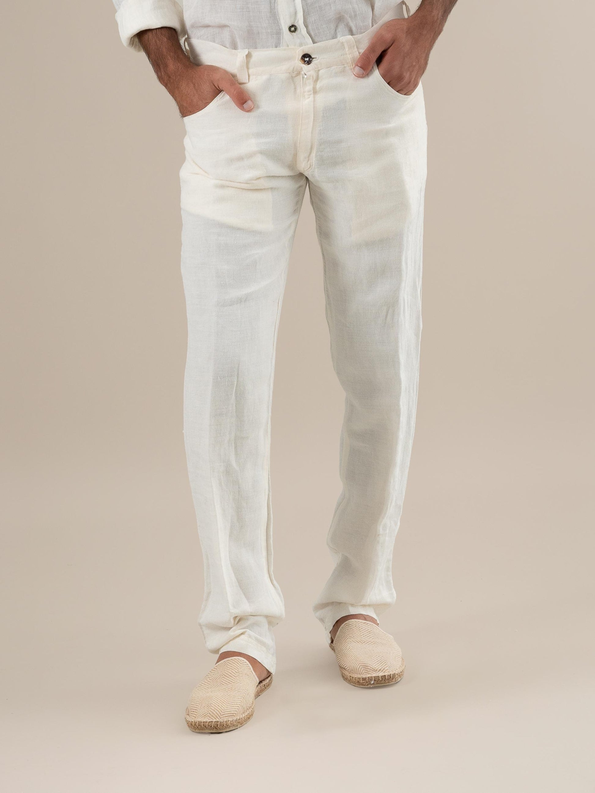 Pantaloni Emanuel Lino Medio Latte PANTALONE EMANUEL LINO MEDIO 33 Bottega Di Brunella
