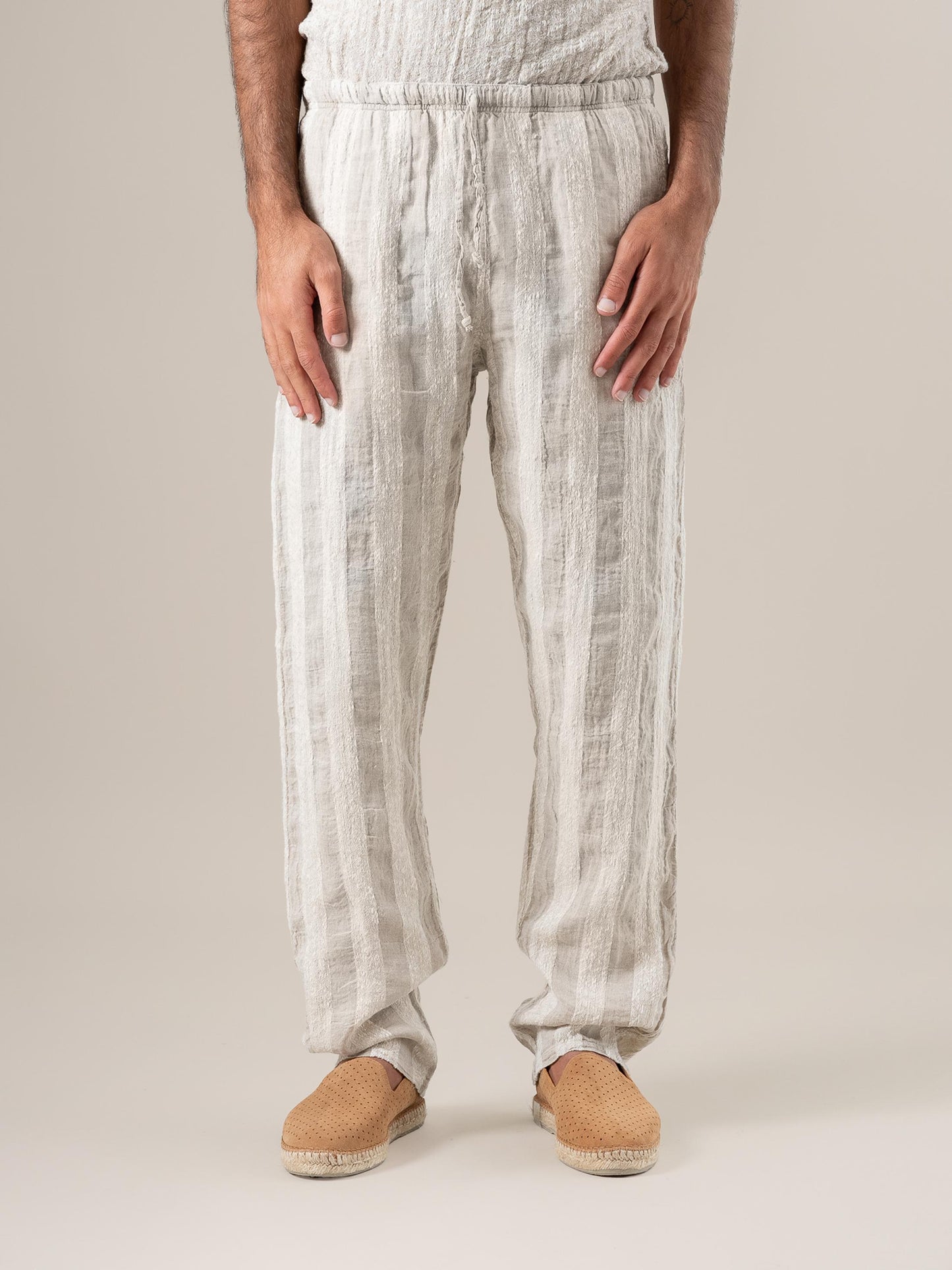 Pantalone Amalfi Riga Jeep Naturale PANTALONE AMALFI riga jeep 12 Bottega Di Brunella
