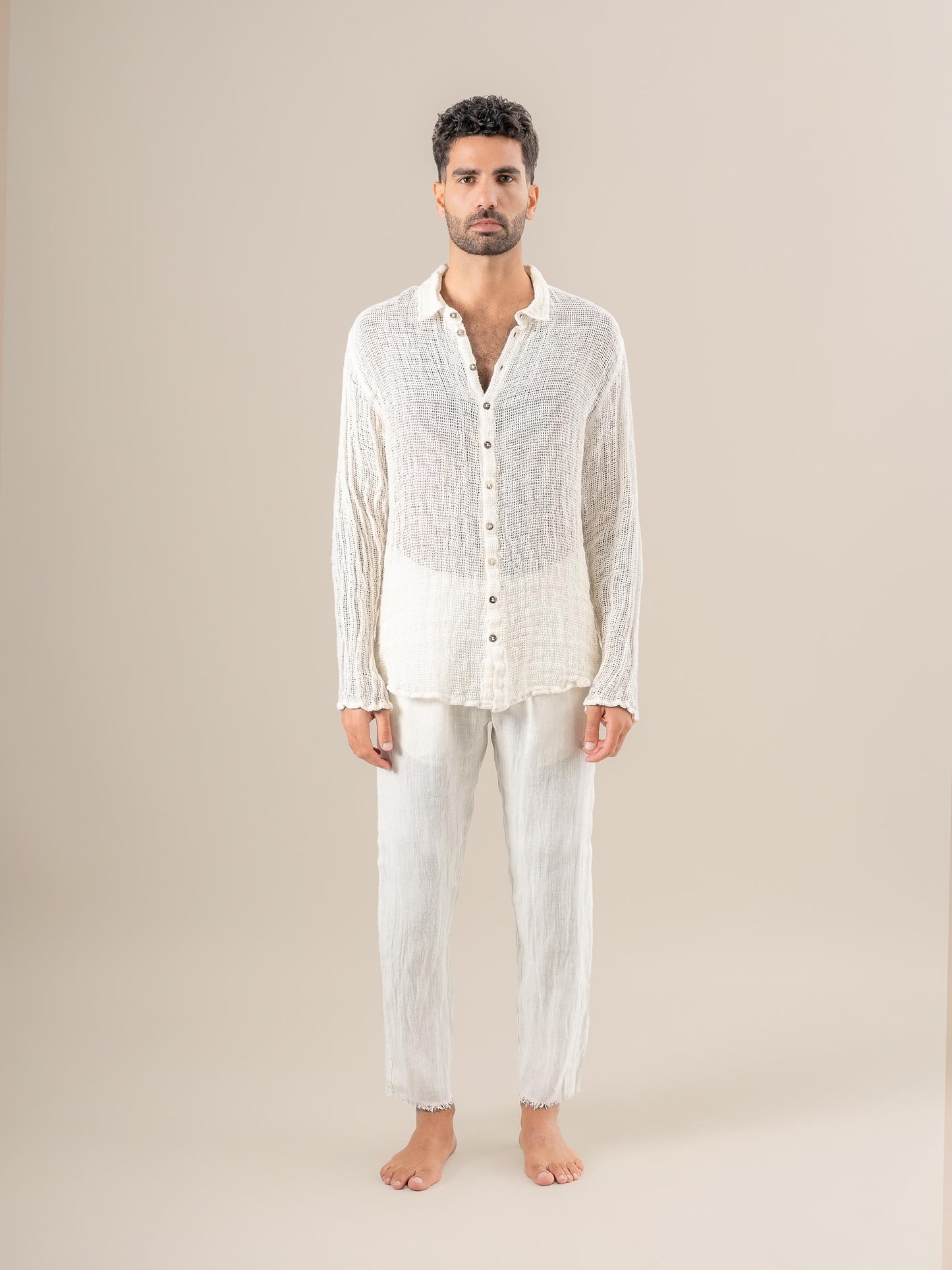 Pantalone Luca Tela Country Latte PANTALONE LUCA tela country 33 Bottega Di Brunella