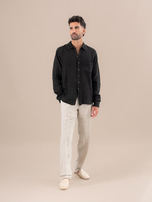 Camicia Peppe M/L Battista Nero CAMICIA PEPPE m/l collo battista 0 Bottega Di Brunella