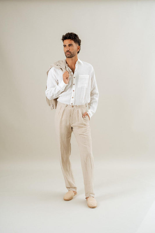 Pantaloni Peppino Lino Medio Naturale PANTALONE PEPPINO LINO MADIO 12 Bottega Di Brunella