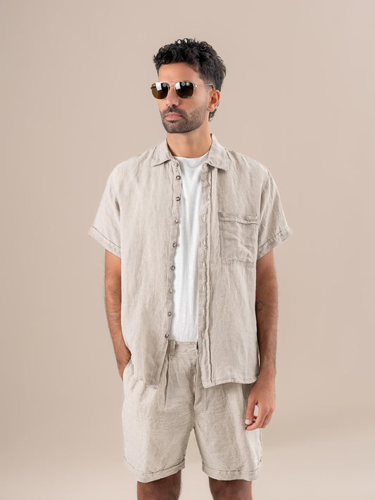 Camicia Peppe Battista Naturale CAMICIA PEPPE m/m collo battista 12 Bottega Di Brunella