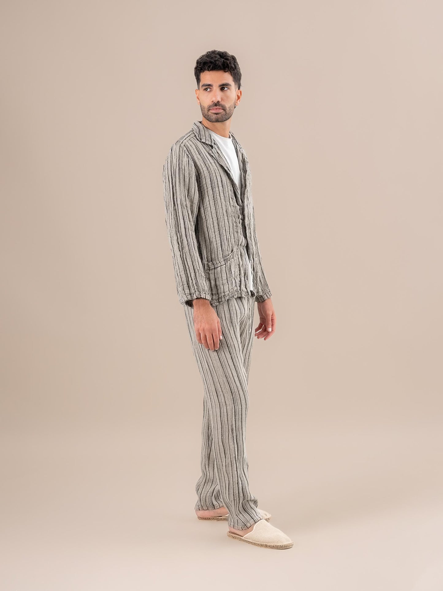 Pantaloni Amalfi Riga Felice Naturale PANTALONE AMALFI riga felice 12 Bottega Di Brunella