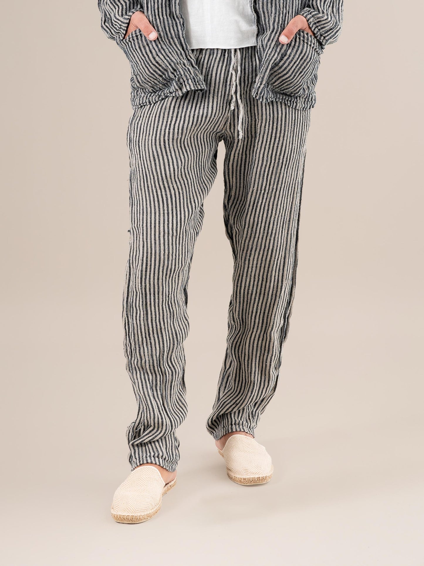 Pantaloni Amalfi Riga Valentina Naturale PANTALONE AMALFI riga valentina 12 Bottega Di Brunella