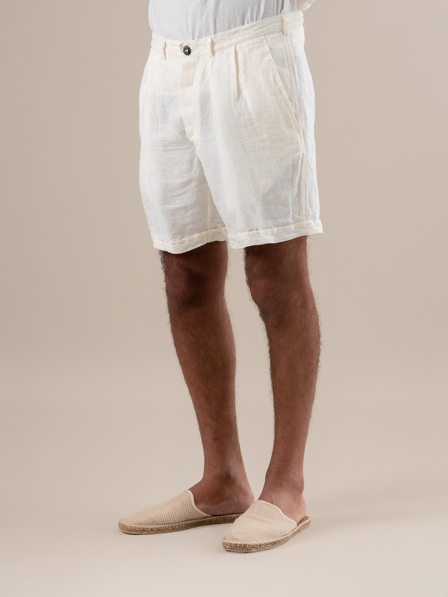 Bermuda Edoardo Lino Medio Latte BERMUDA EDOARDO lino medio 33 Bottega Di Brunella