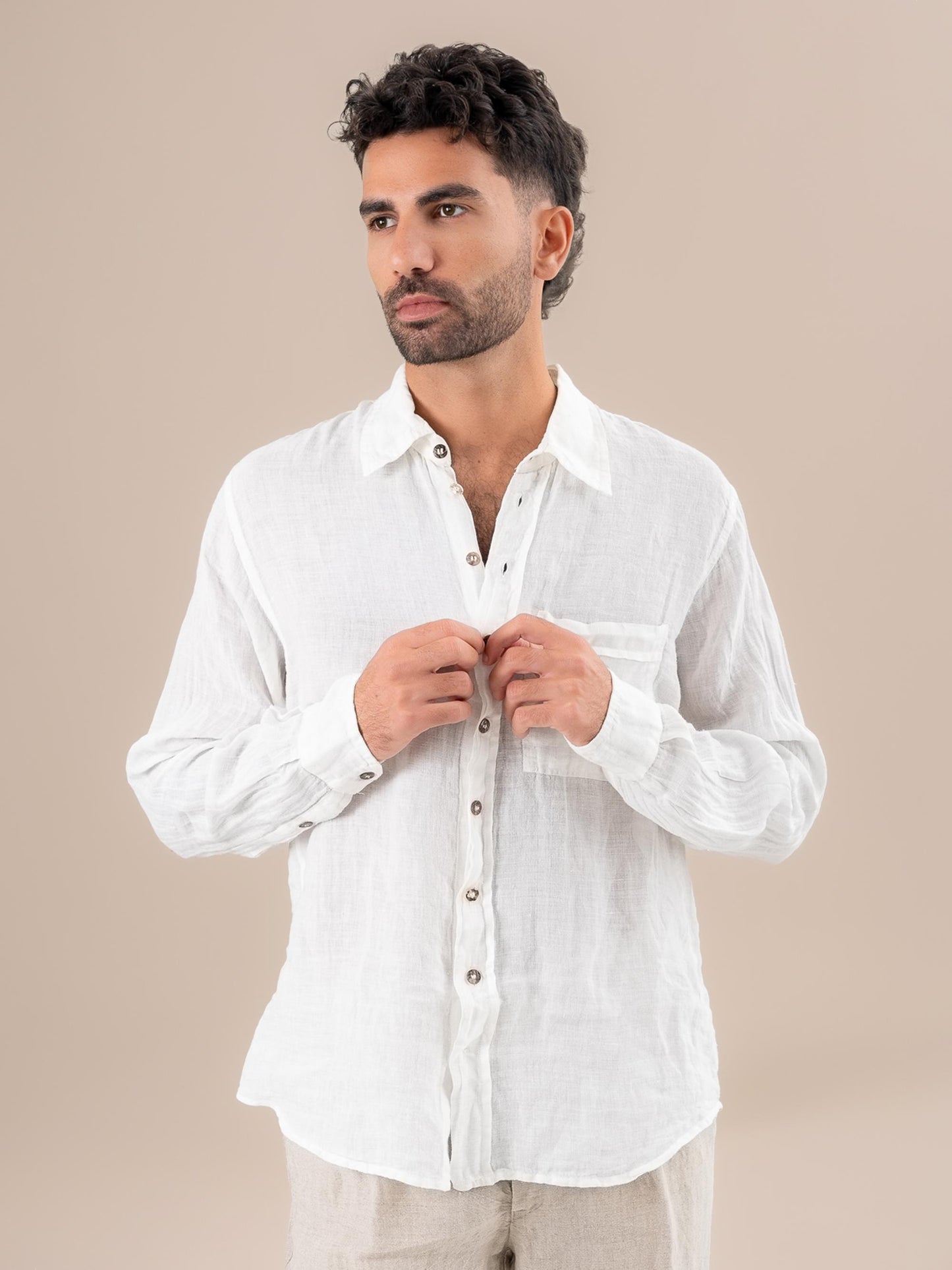 Camicia Peppe M/L Battista Latte CAMICIA PEPPE m/l collo battista 33 Bottega Di Brunella