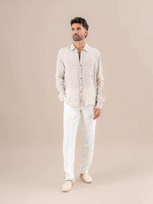 Camicia Peppe M/L Battista Naturale CAMICIA PEPPE m/l collo battista 12 Bottega Di Brunella