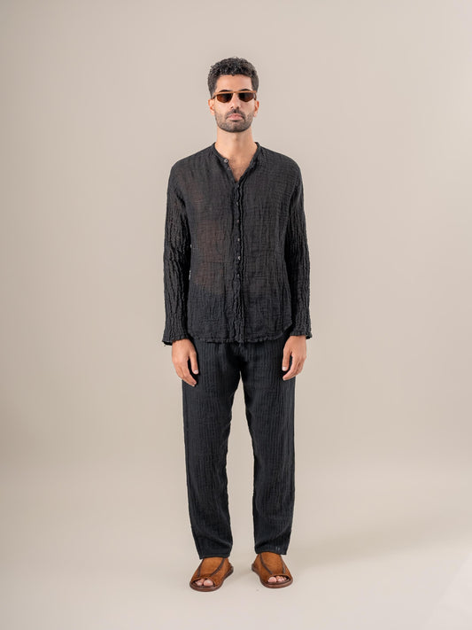 Pantaloni Amalfi Tela Uffizi Nero PANTALONE AMALFI tela uffizi 0 Bottega Di Brunella