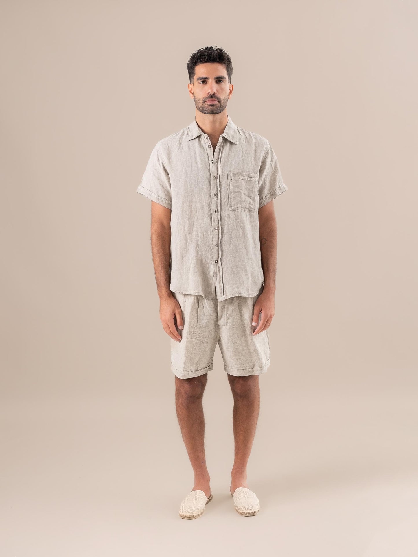 Camicia Peppe Battista Naturale CAMICIA PEPPE m/m collo battista 12 Bottega Di Brunella
