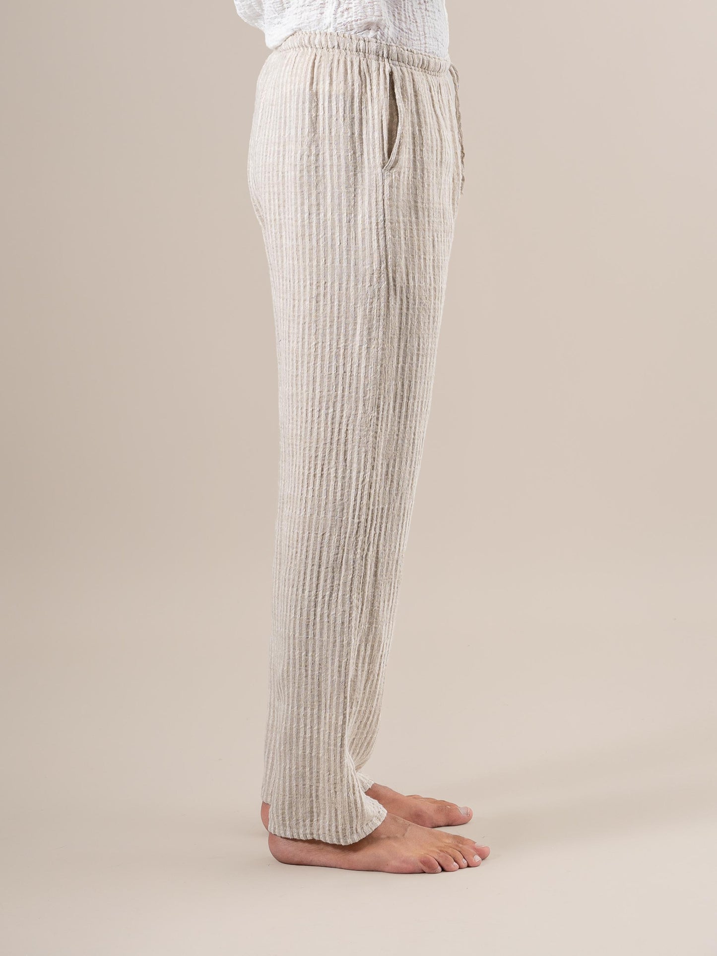 Pantaloni Amalfi Tela Uffizi Naturale PANTALONE AMALFI tela uffizi 12 Bottega Di Brunella