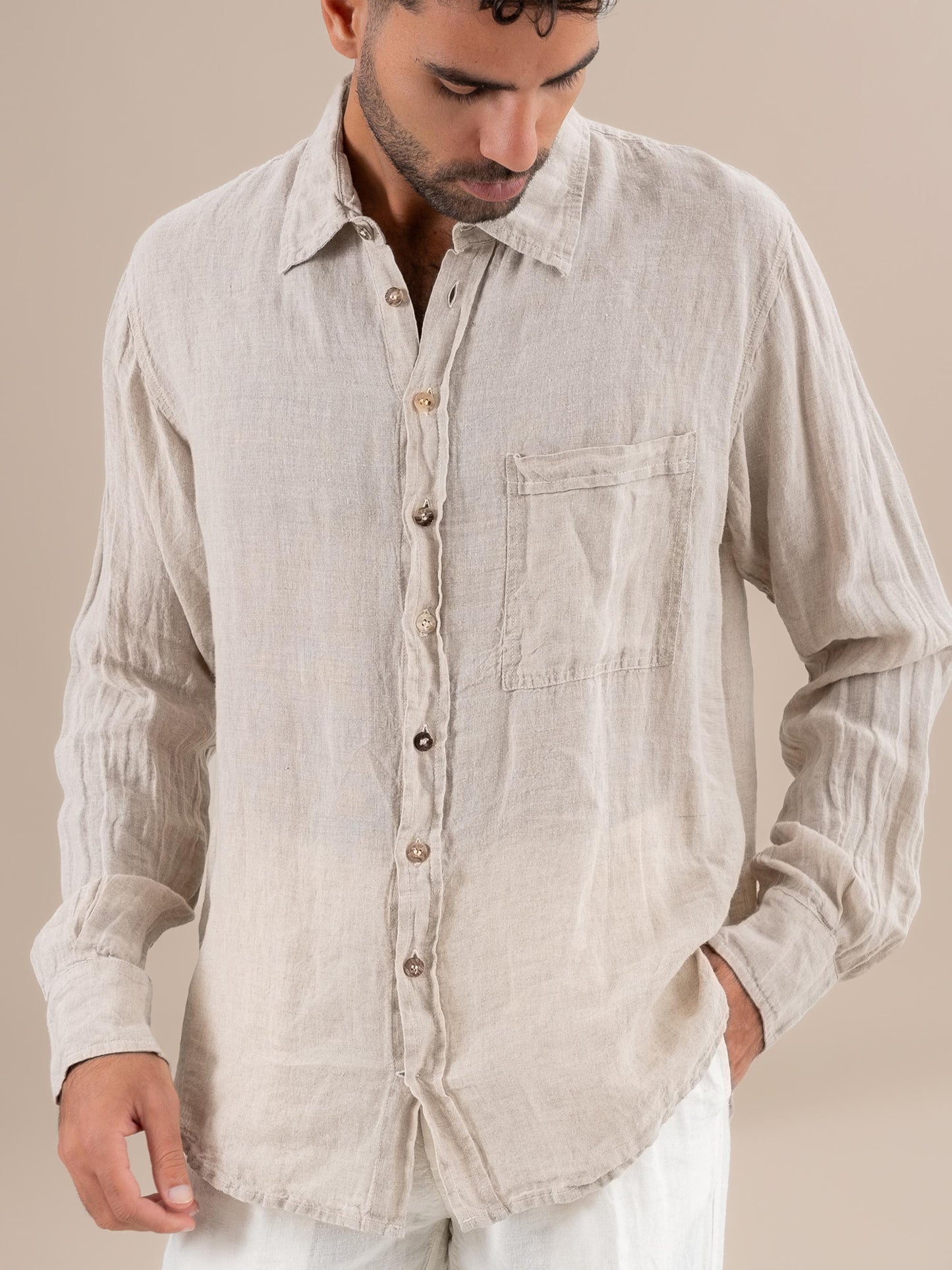 Camicia Peppe M/L Battista Naturale CAMICIA PEPPE m/l collo battista 12 Bottega Di Brunella