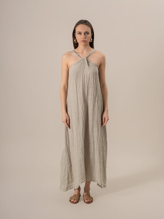 Vestito Maxi Timo Increspato Naturale VESTITO MX TIMO increspato 12 Bottega Di Brunella