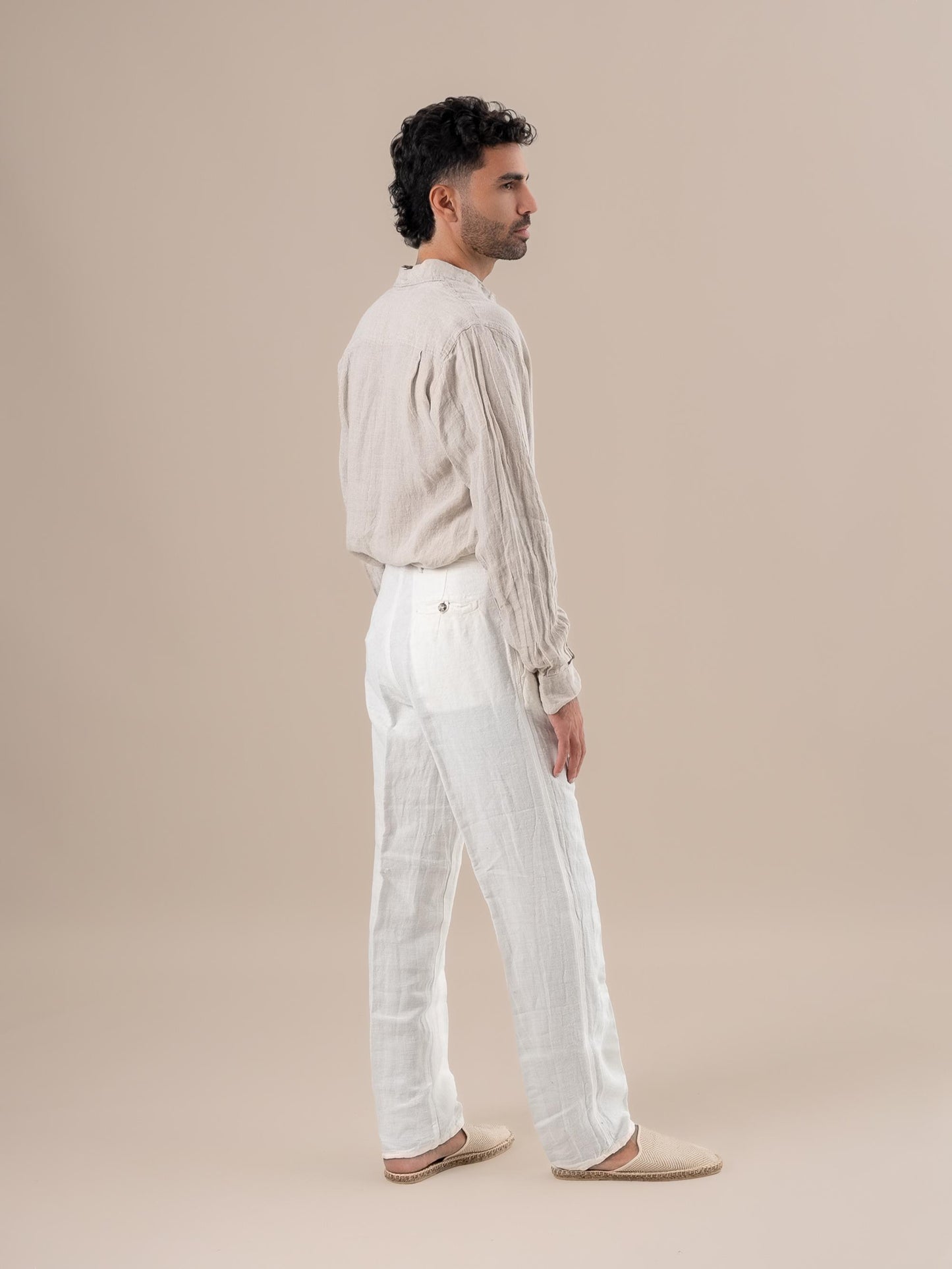 Pantaloni Peppino Lino Medio Latte PANTALONE PEPPINO LINO MADIO 33 Bottega Di Brunella