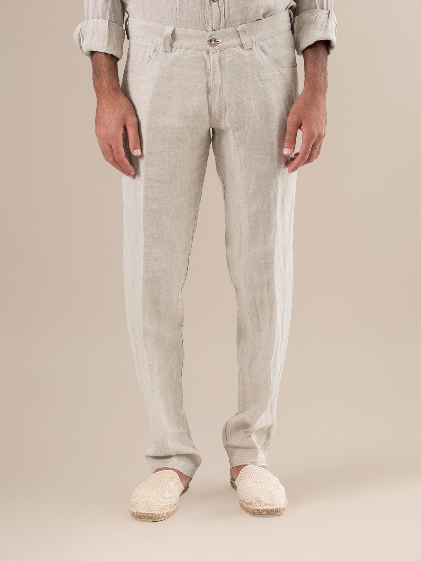 Pantaloni Emanuel Lino Medio Naturale PANTALONE EMANUEL LINO MEDIO 12 Bottega Di Brunella
