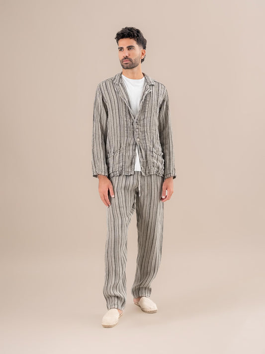 Pantaloni Amalfi Riga Felice Naturale PANTALONE AMALFI riga felice 12 Bottega Di Brunella