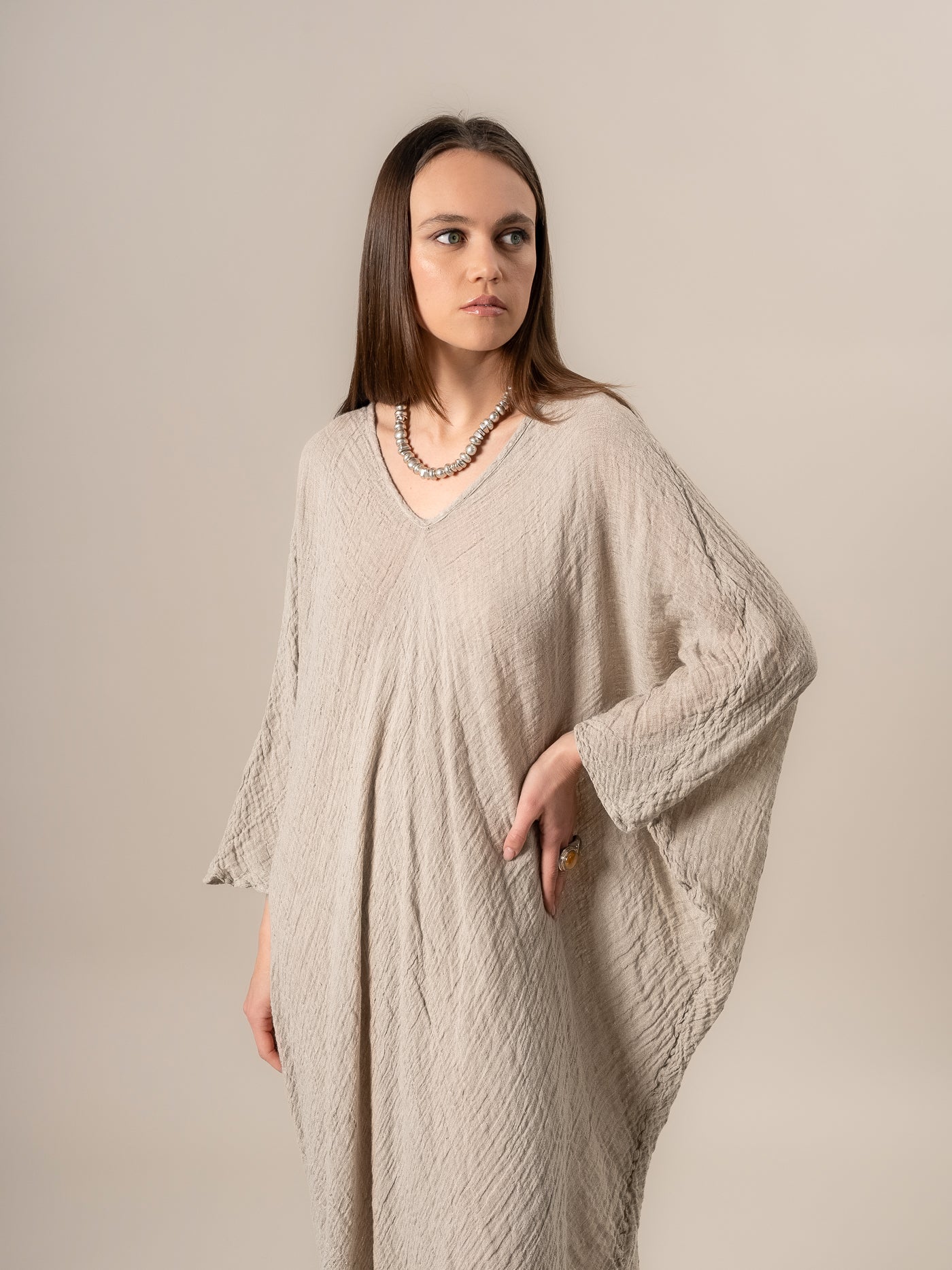 Vestito Fausta Garzata Naturale VESTITO FAUSTA garzata 12 Bottega Di Brunella 