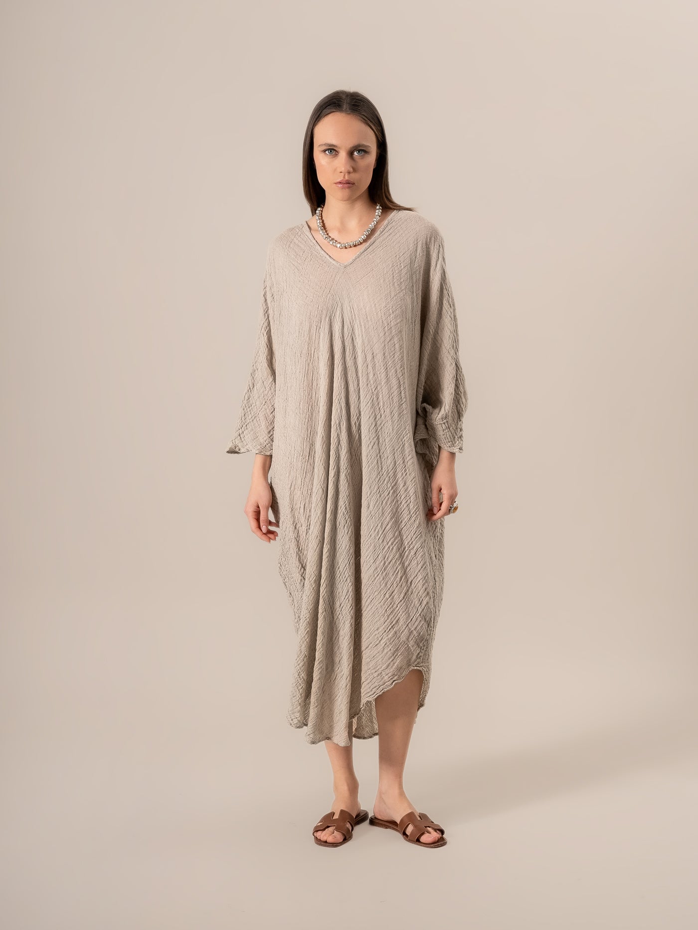 Vestito Fausta Garzata Naturale VESTITO FAUSTA garzata 12 Bottega Di Brunella 
