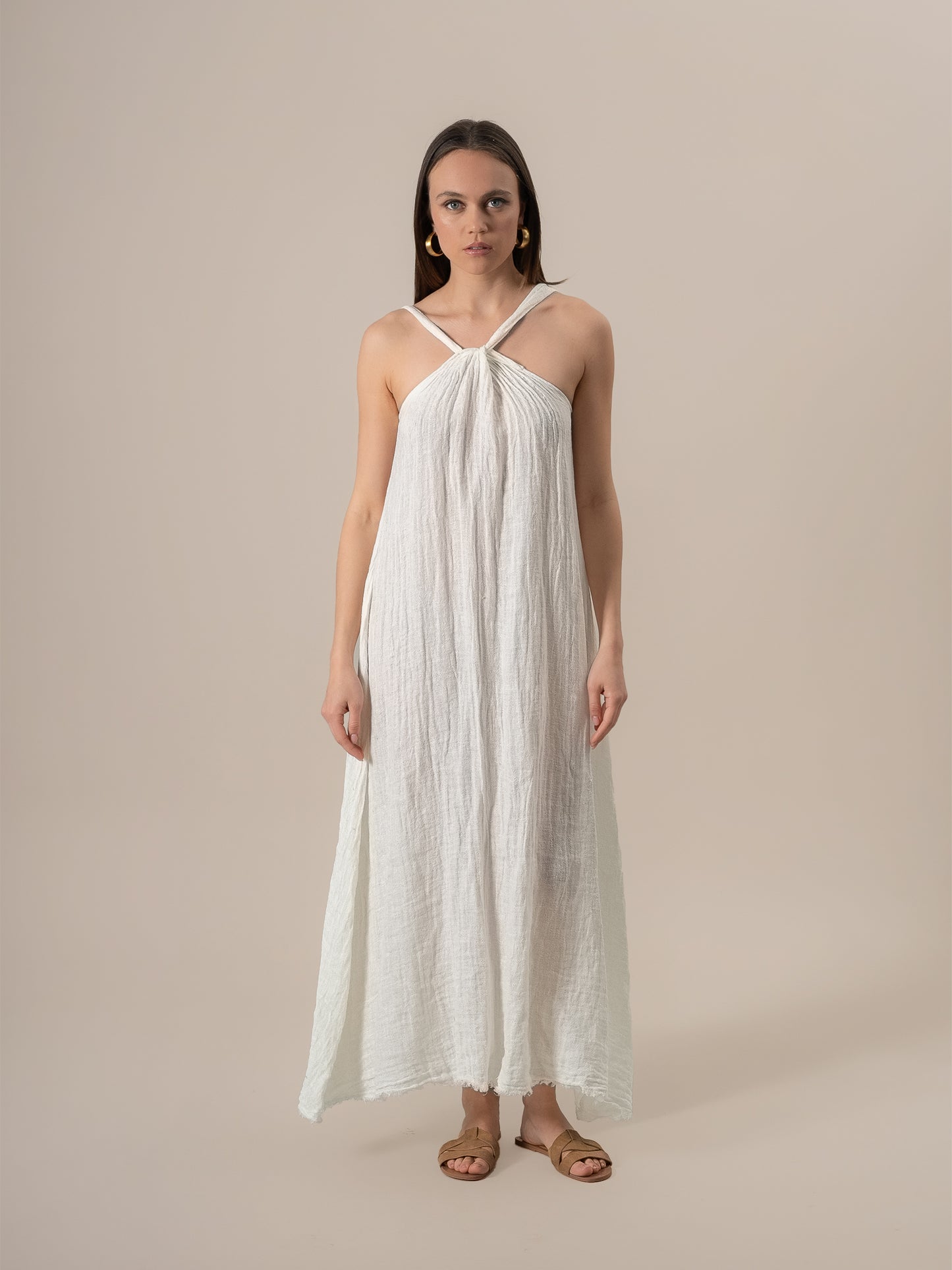 Vestito Maxi Timo Increspato Latte VESTITO MX TIMO increspato 33 Bottega Di Brunella 