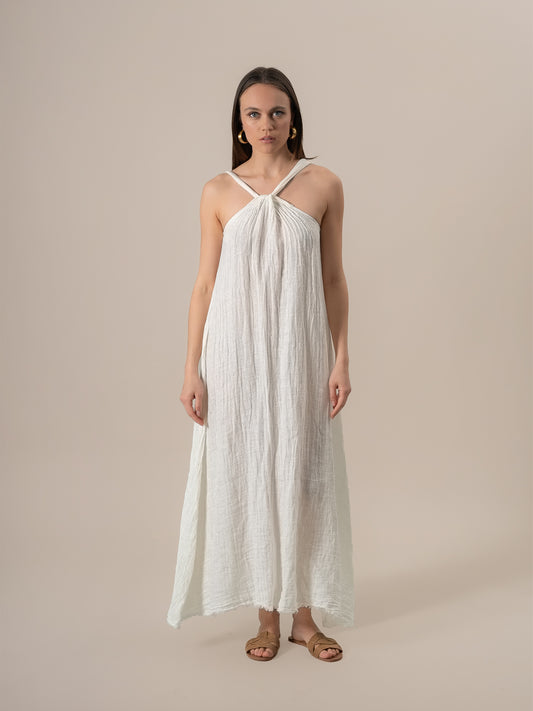 Vestito Maxi Timo Increspato Latte VESTITO MX TIMO increspato 33 Bottega Di Brunella 