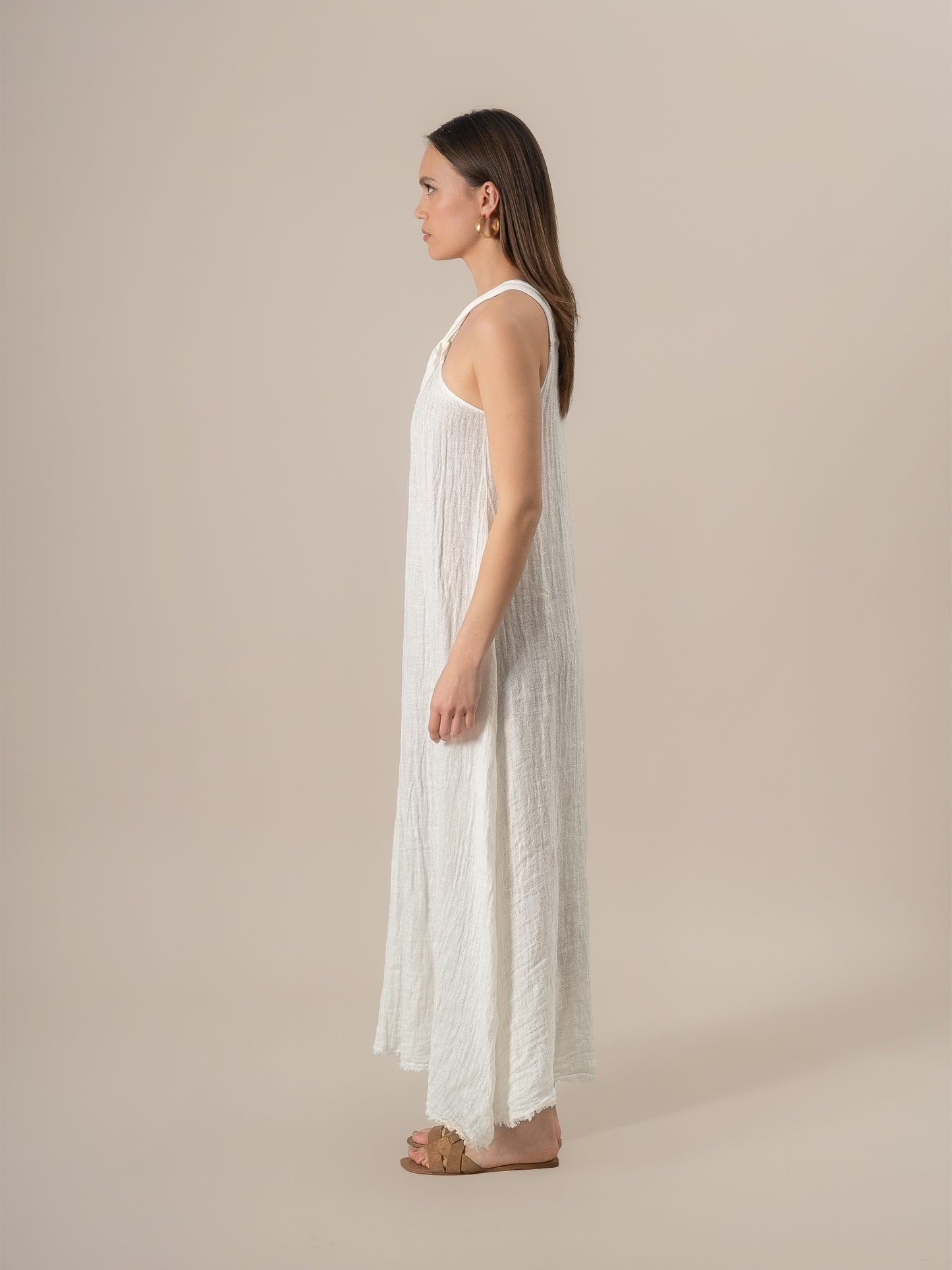 Vestito Maxi Timo Increspato Latte VESTITO MX TIMO increspato 33 Bottega Di Brunella 