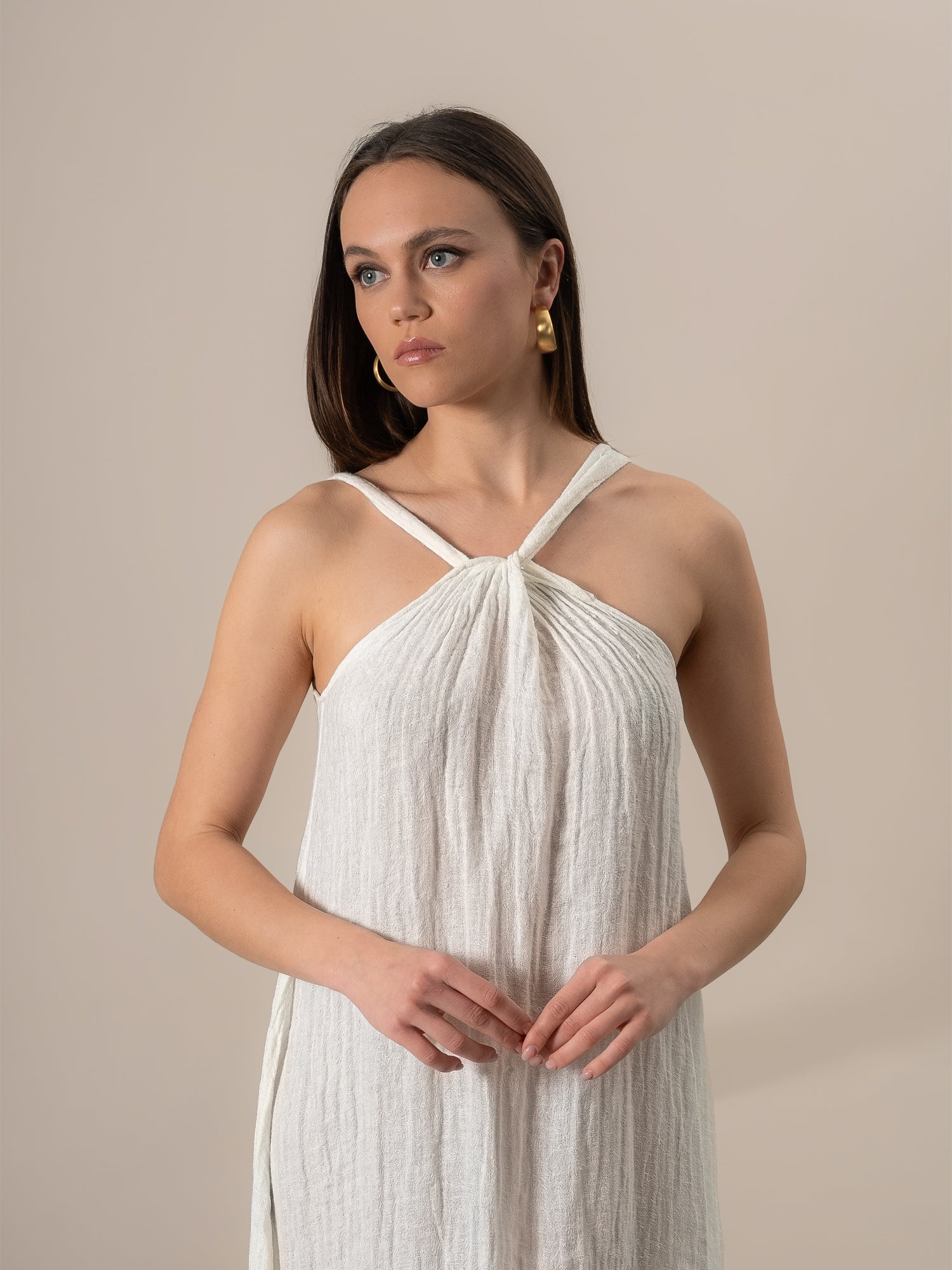 Vestito Maxi Timo Increspato Latte VESTITO MX TIMO increspato 33 Bottega Di Brunella 