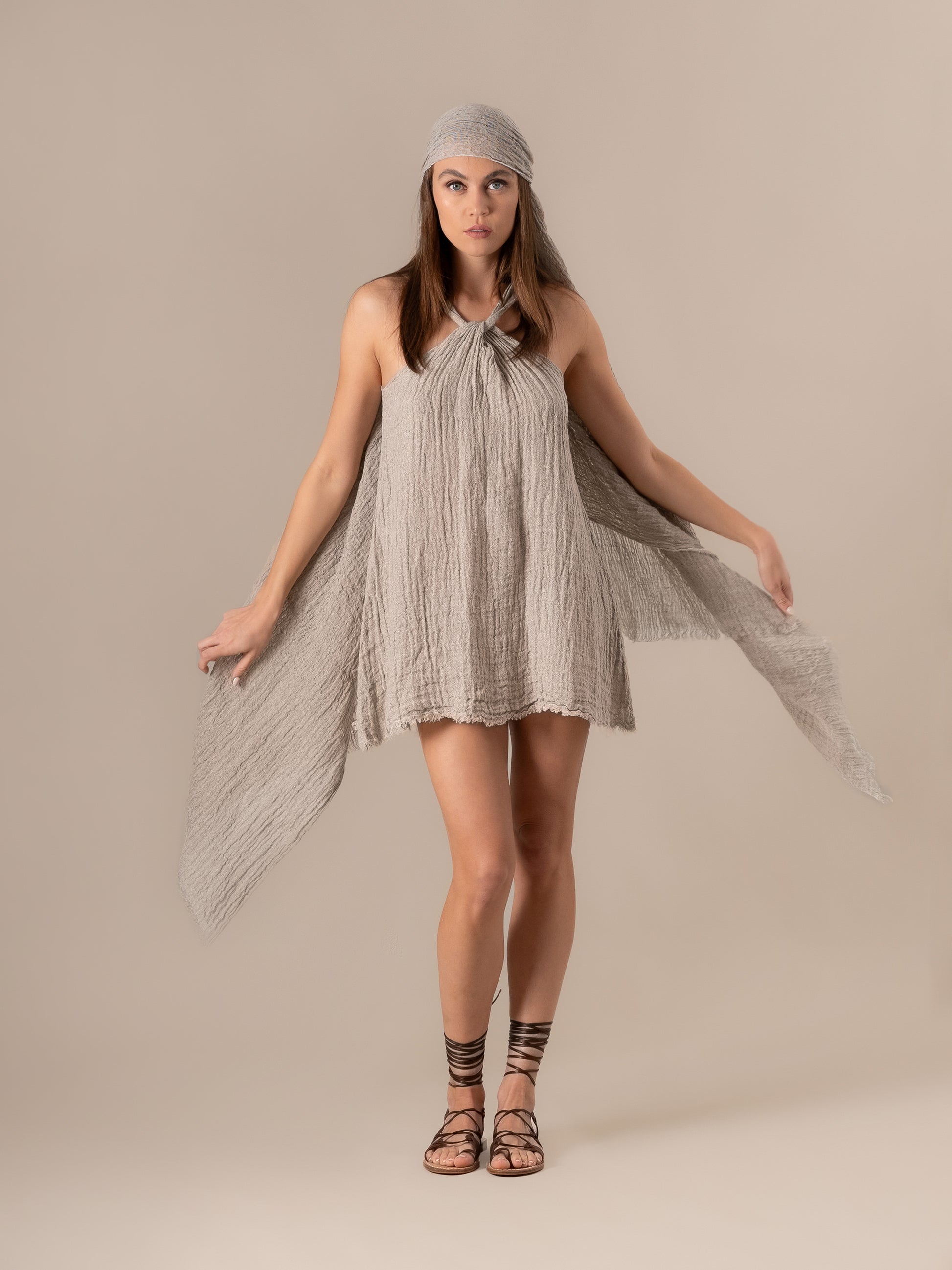 Vestito Mini Timo Increspato Naturale VESTITO MN TIMO increspato 12 Bottega Di Brunella 