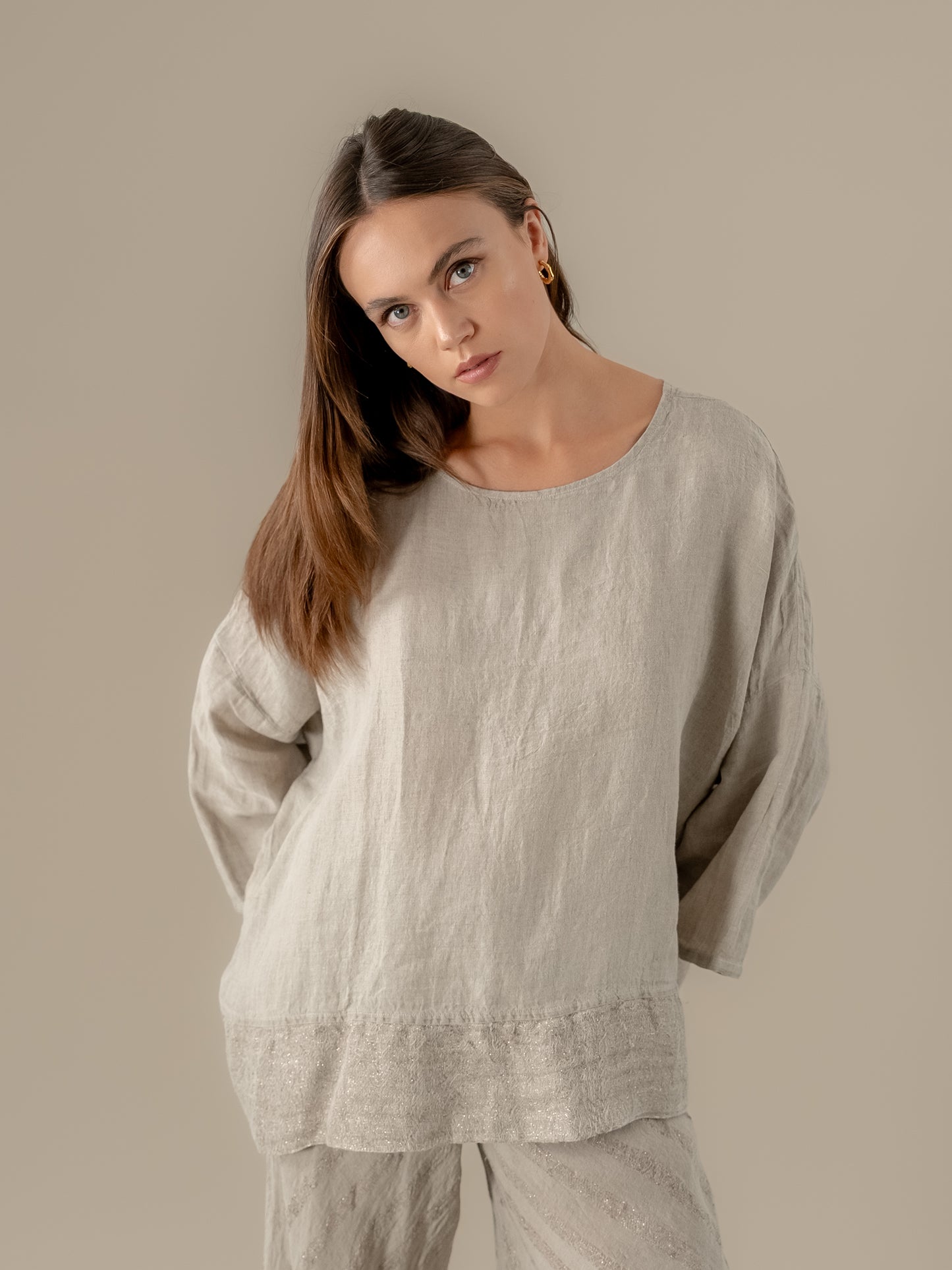 Camicia Ines Tela Luxor Naturale CAMICIA INES tela luxor 12 Bottega Di Brunella 