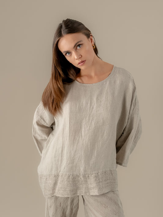 Camicia Ines Tela Luxor Naturale CAMICIA INES tela luxor 12 Bottega Di Brunella 
