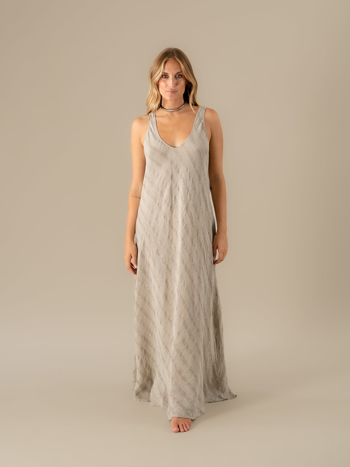 Vestito Trapezio Riga Luxor Naturale VESTITO TRAPEZIO riga luxor 12 La Bottega di Brunella 