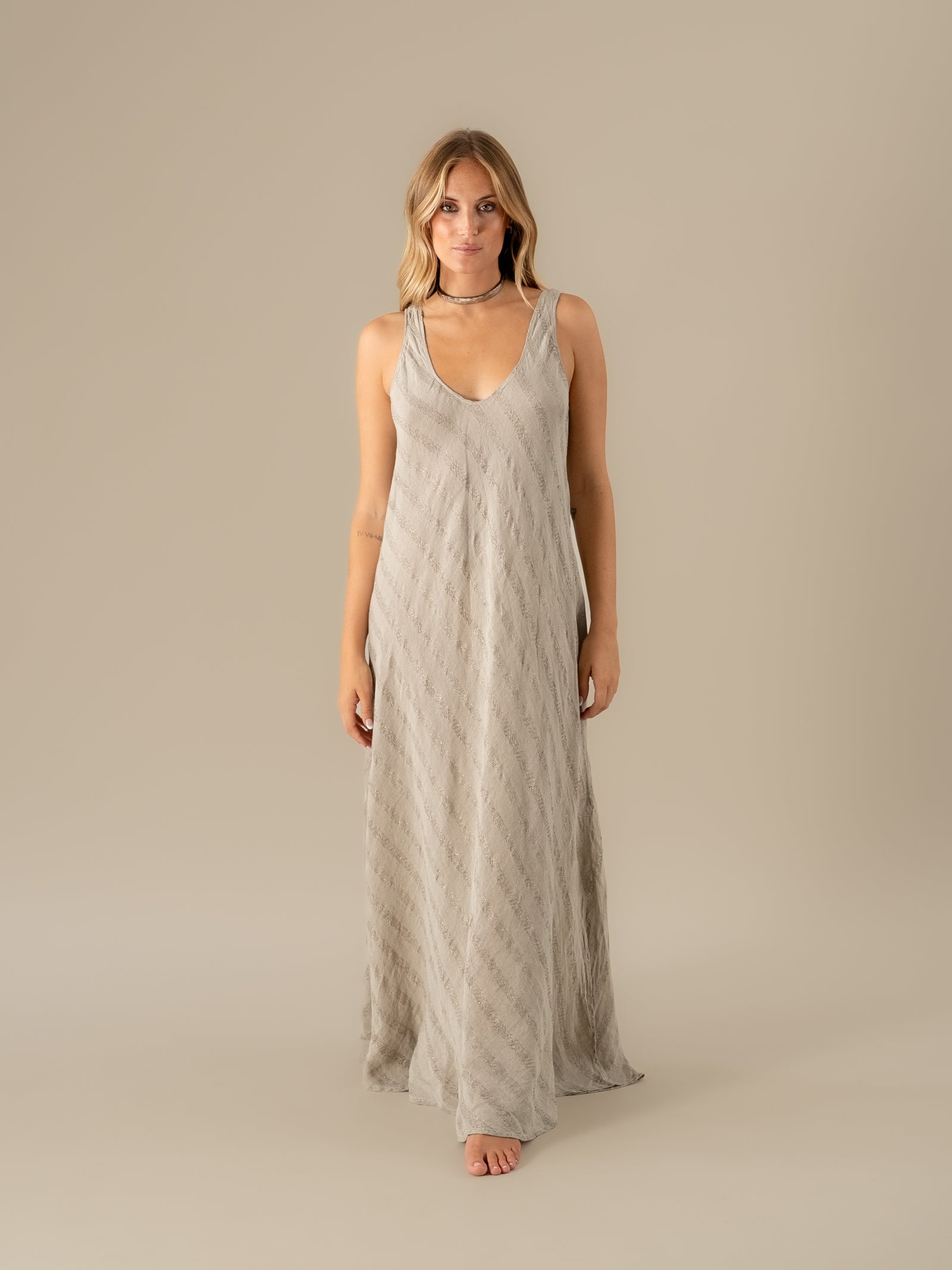 Vestito Trapezio Riga Luxor Naturale VESTITO TRAPEZIO riga luxor 12 La Bottega di Brunella 