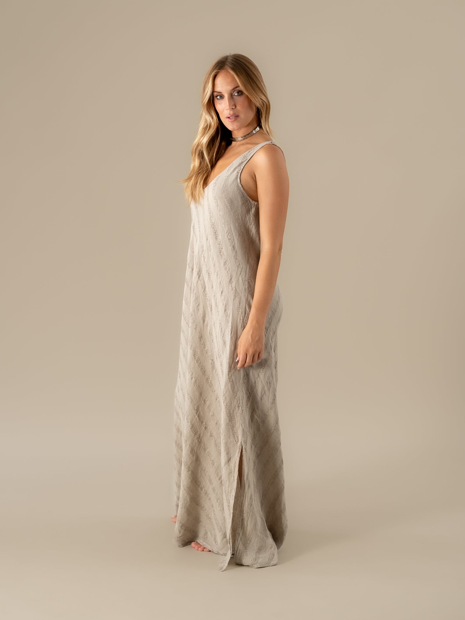 Vestito Trapezio Riga Luxor Naturale VESTITO TRAPEZIO riga luxor 12 La Bottega di Brunella 
