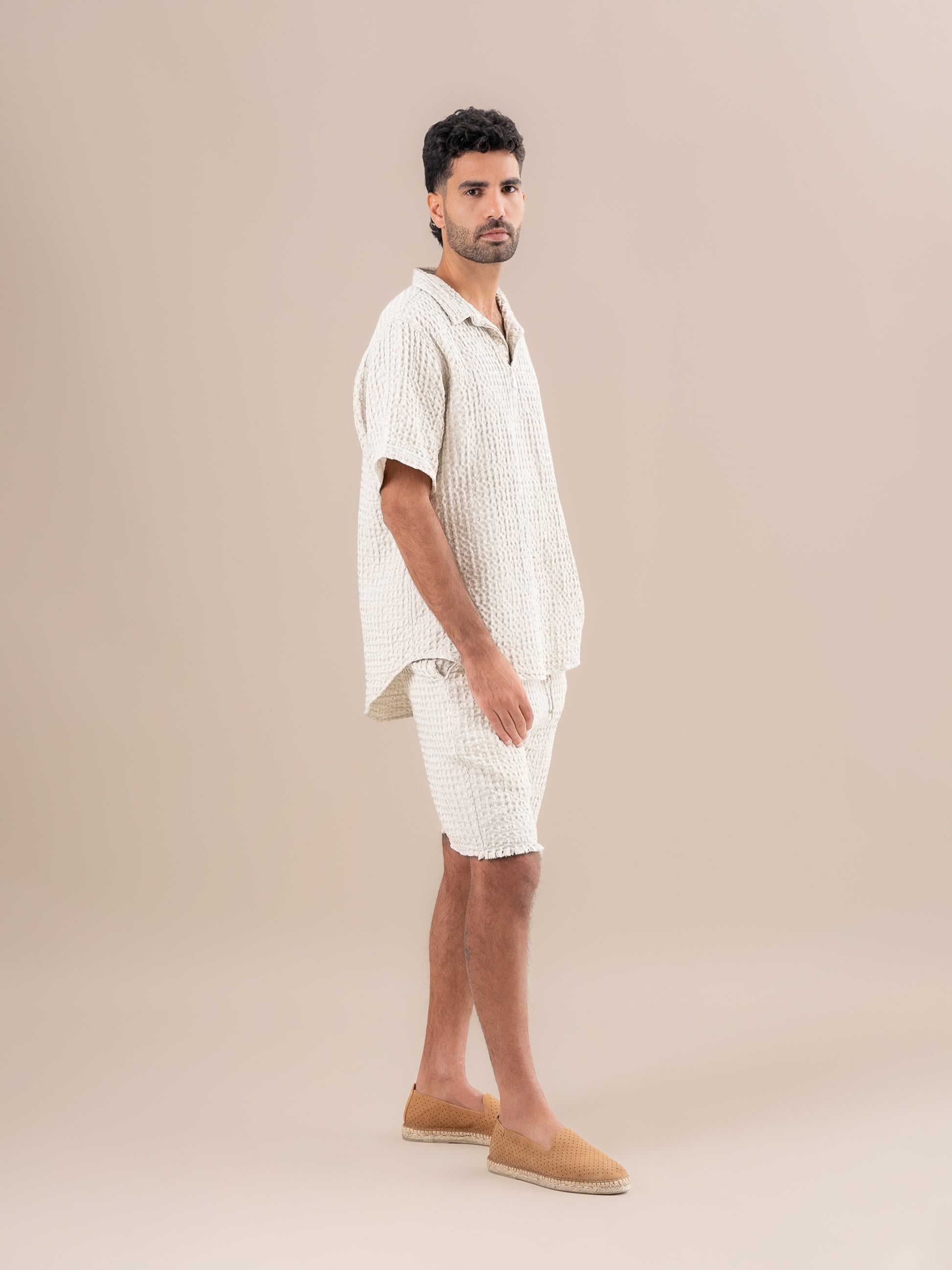 Camicia Monica Nido D'Ape Naturale CAMICIA MONICA nido dape 12 Bottega Di Brunella 