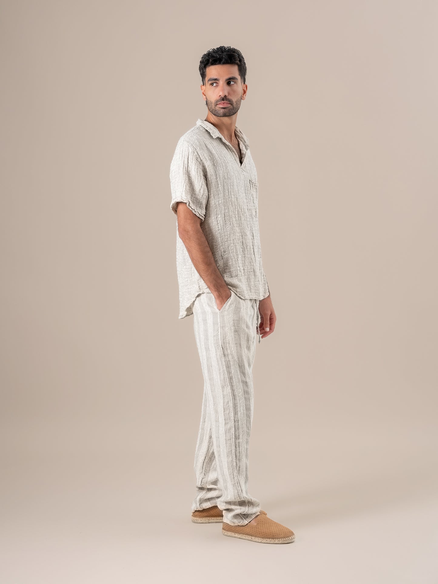 Pantalone Amalfi Riga Jeep Naturale PANTALONE AMALFI riga jeep 12 Bottega Di Brunella 