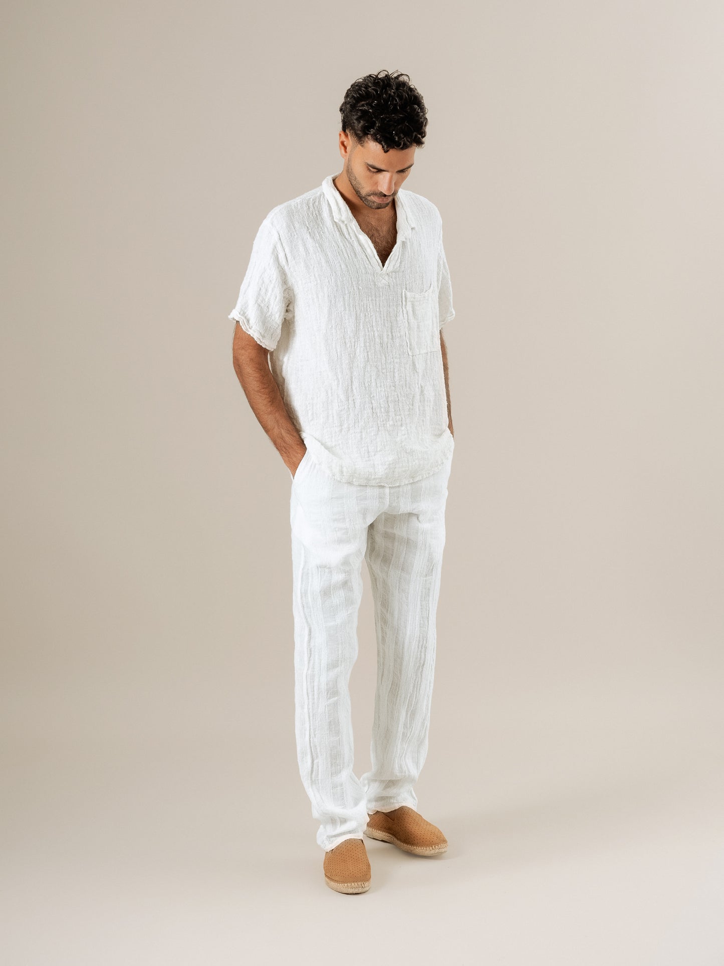 Pantaloni Amalfi Riga Jeep Latte PANTALONE AMALFI riga jeep 33 Bottega Di Brunella 