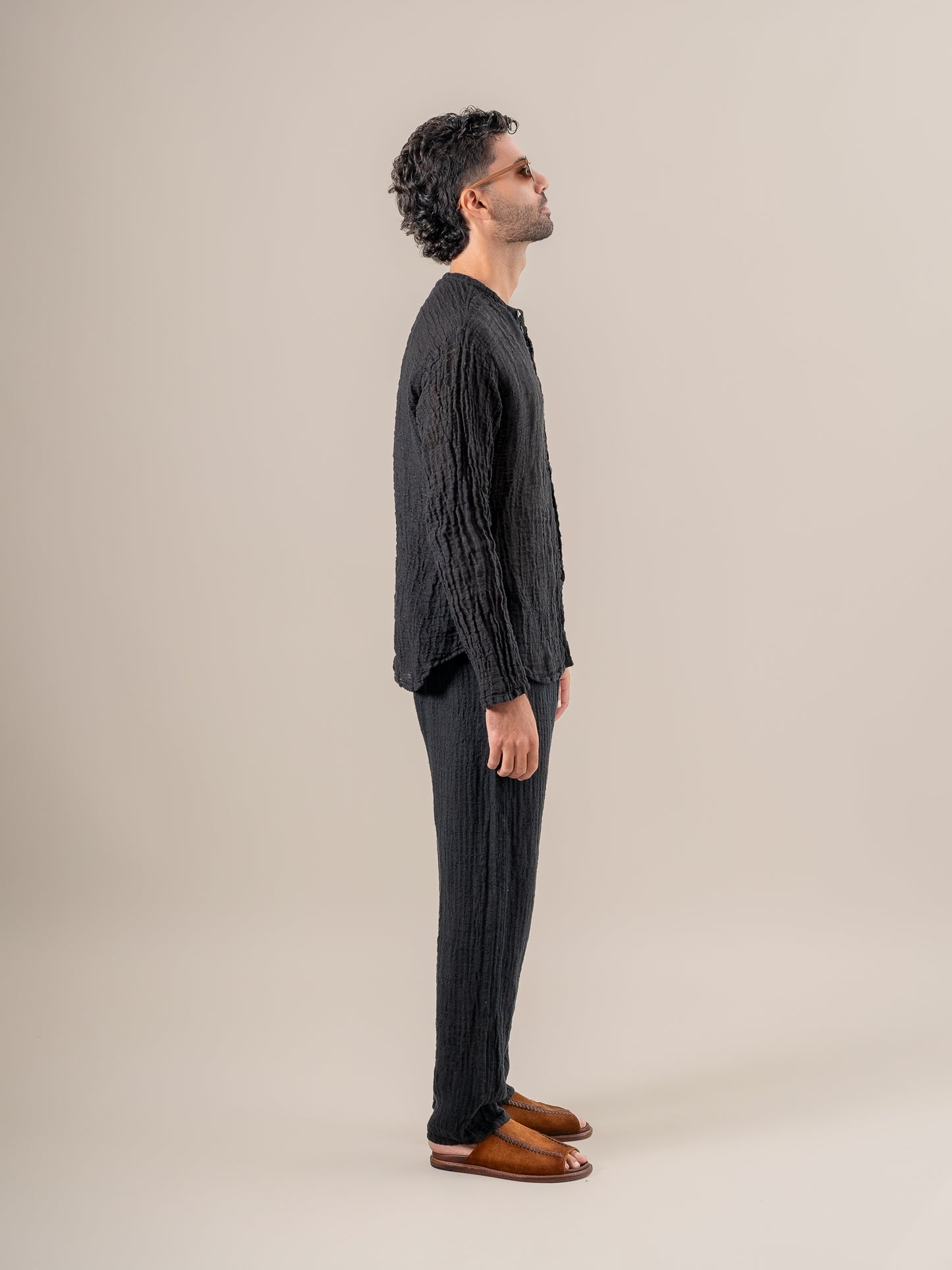 Pantaloni Amalfi Tela Uffizi Nero PANTALONE AMALFI tela uffizi 0 Bottega Di Brunella 