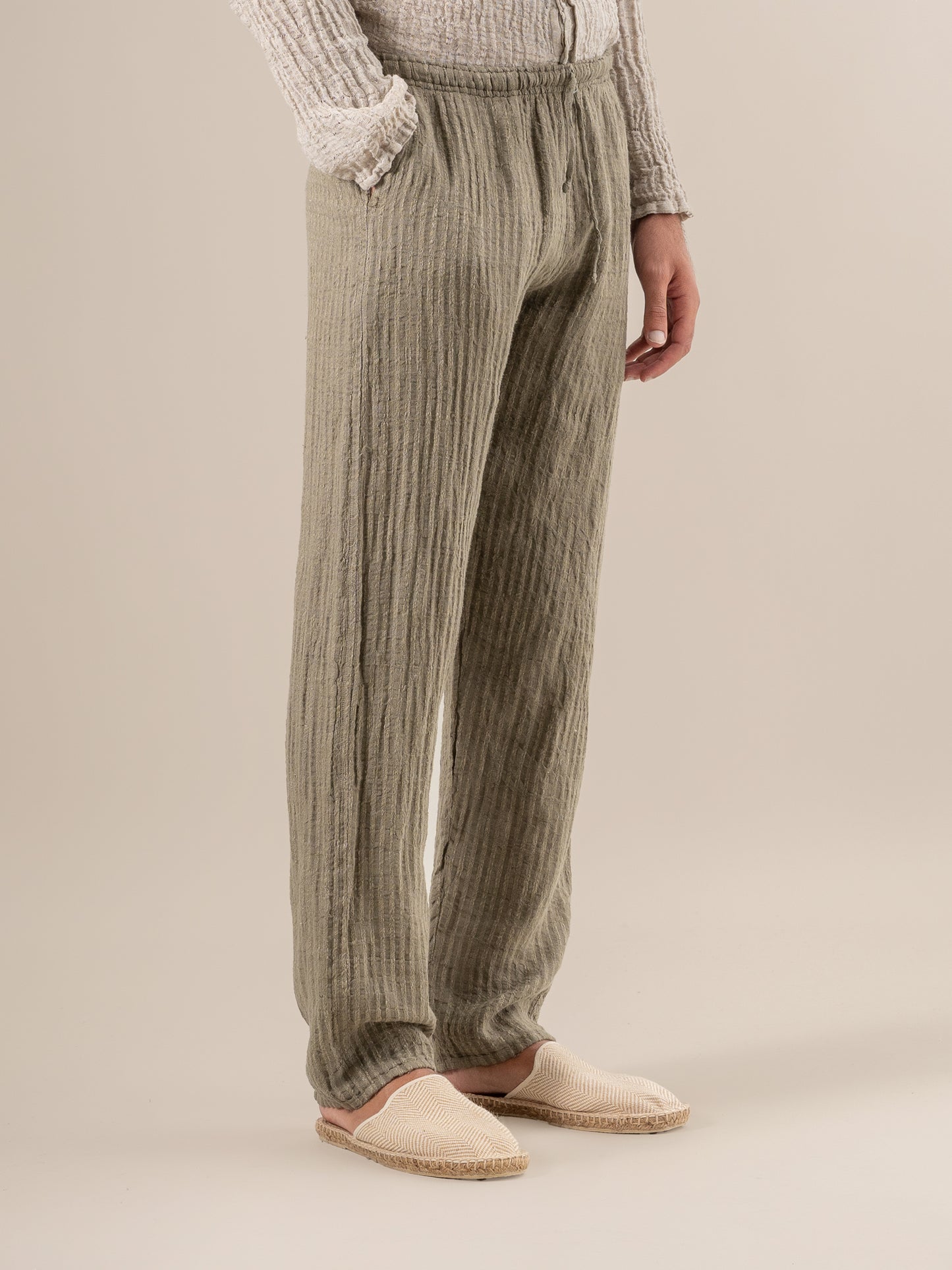 Pantaloni Amalfi Tela Uffizi Fossile PANTALONE AMALFI tela uffizi 284 Bottega Di Brunella 
