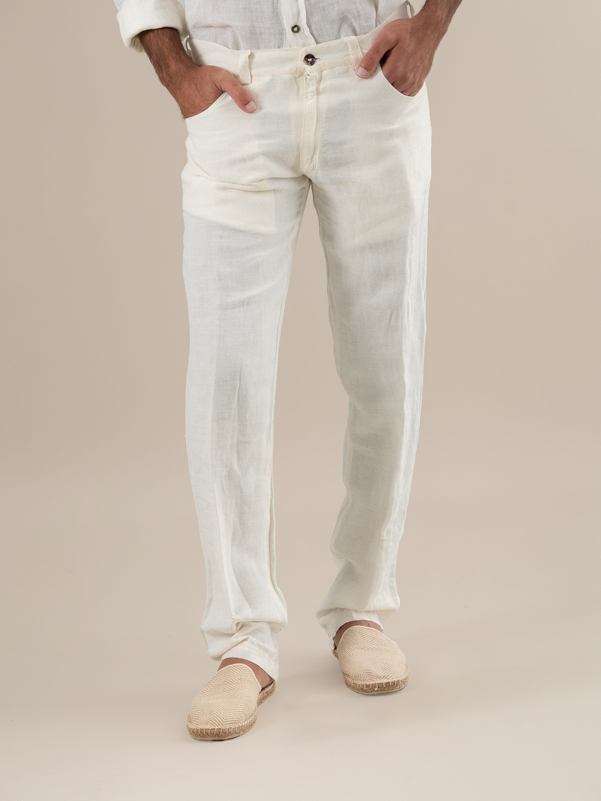 Pantalone Emanuel Lino Medio Latte PANTALONE EMANUEL lino medio 33 Bottega Di Brunella 