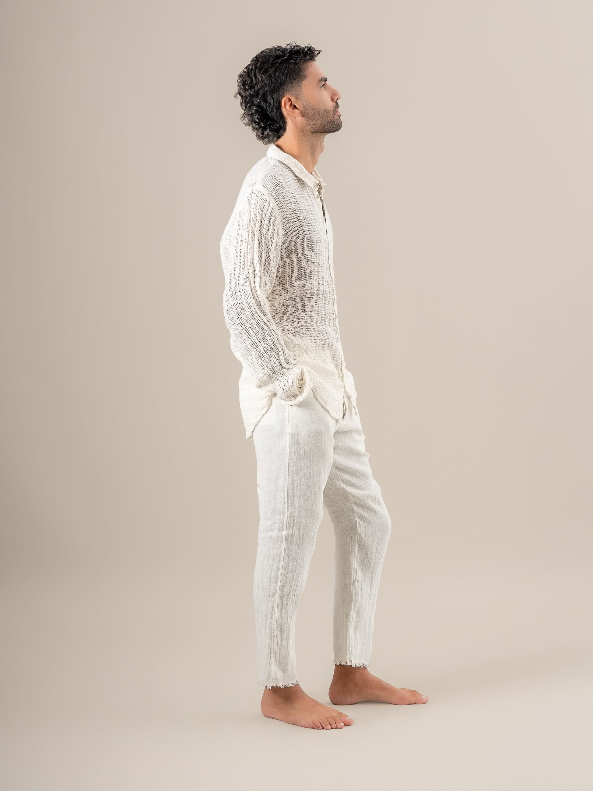 Pantalone Luca Tela Country Latte PANTALONE LUCA tela country 33 Bottega Di Brunella 