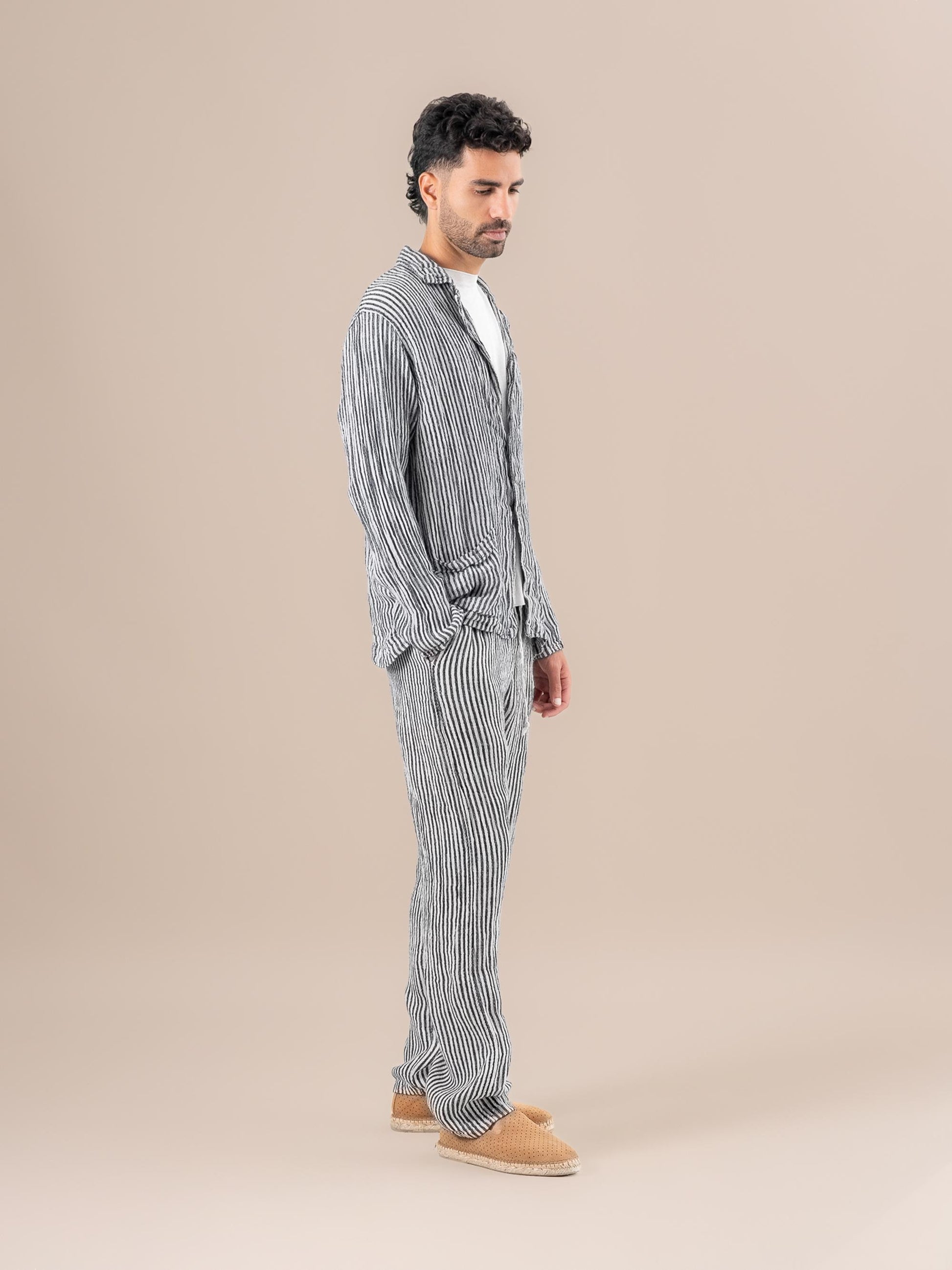 Pantaloni Amalfi Riga Valentina Latte PANTALONE AMALFI riga valentina 33 Bottega Di Brunella 